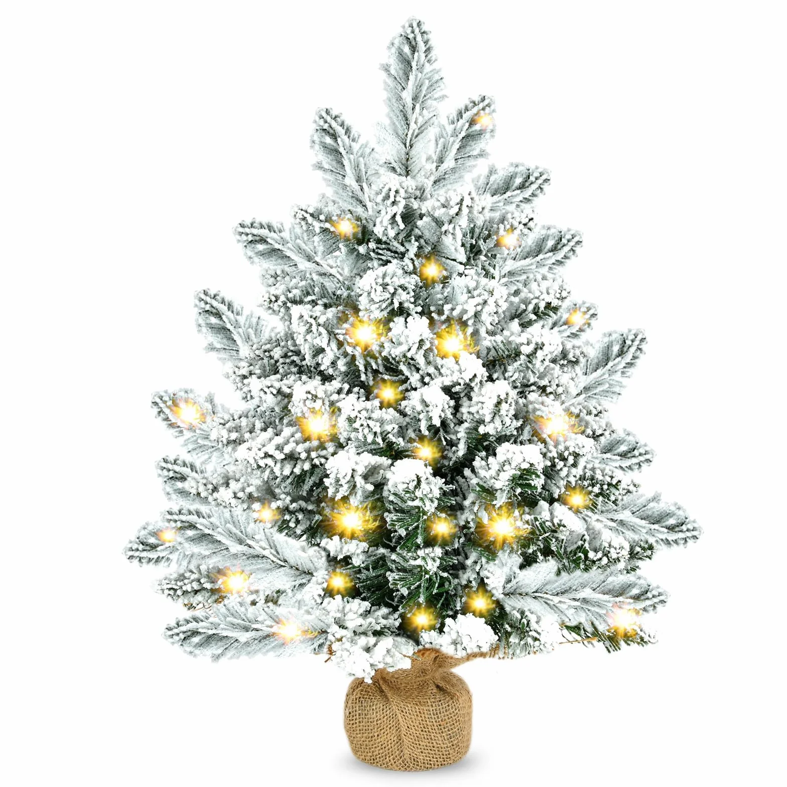 Sztuczna choinka LED 50,8 cm z podstawą jutową dekoracja świąteczna