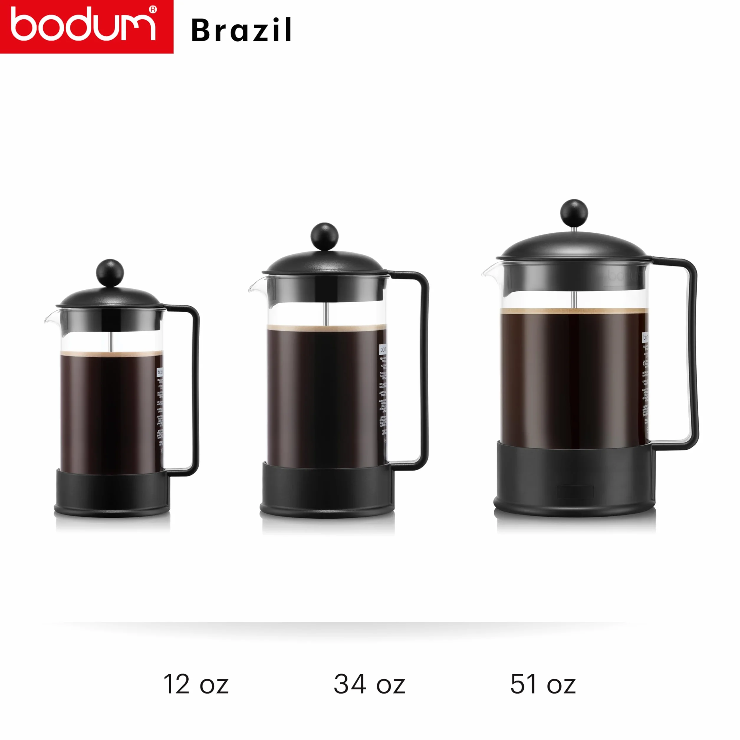 Bodum BRAZIL:,1548-01, zaparzacz do kawy, AA88 filiżanek, 1 l, czarny