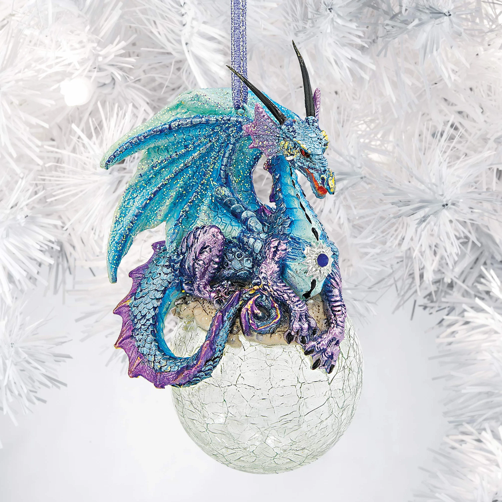 Ozdoby choinkowe - Frost the Gothic Dragon Holiday Ornament - Płatek śniegu Dragon Ball Ornament - Dekoracje świąteczne