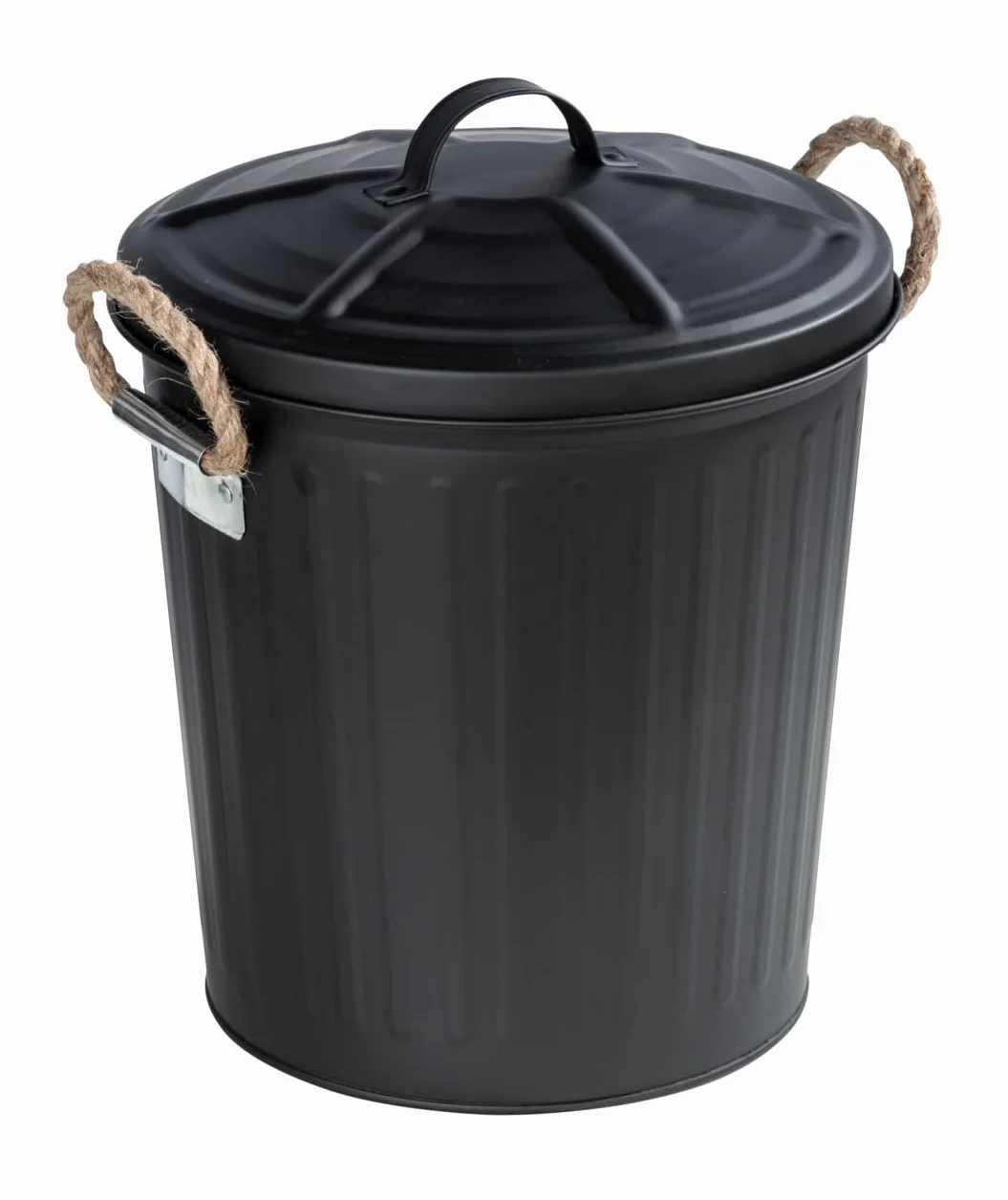 WENKO Kosz na śmieci Gara czarny matowy — kosz na śmieci pojemność: 6 l, stal, 24 x 28,5 x 23 cm, czarny