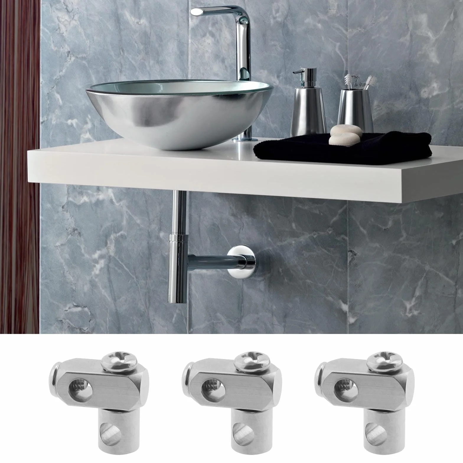 OTOTEC 4 szt. Umywalka korek wyskakujący pręt łączący odpływ chromowane złącze mosiężne zapasowe połączenie do prętów o średnicy do 5 mm części zamienne do umywalki łazienkowej