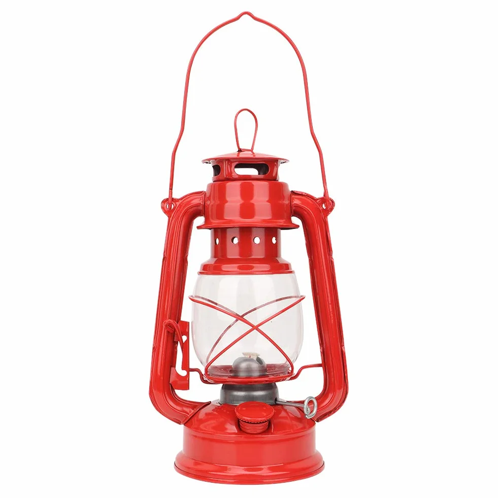 Zabytkowa Lampa Naftowa, Retro Lampy Olejowe do Wnętrz i na Zewnątrz, Wisząca Latarnia Olejowa Lampa Naftowa na Kemping, Piesze Wycieczki z Plecakiem Impreza Pub(czerwony)