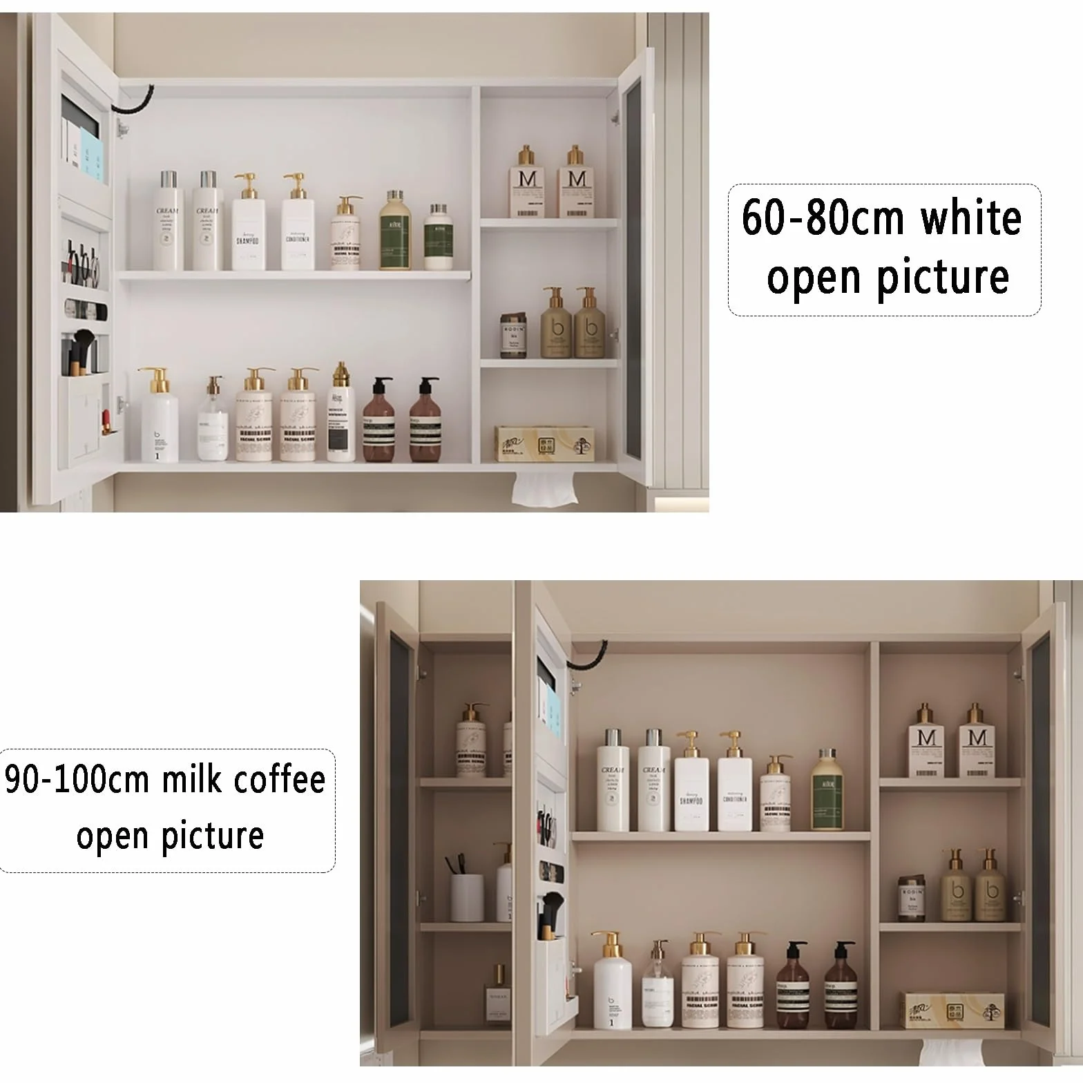 Smart bathroom aluminum alloy wall cabinet bathroom medicine cabinet with mirror medicine cabinet with mirror and lights medicine cabinet organizer Intelligent defogger Paper hole Touch switch(Coffee,