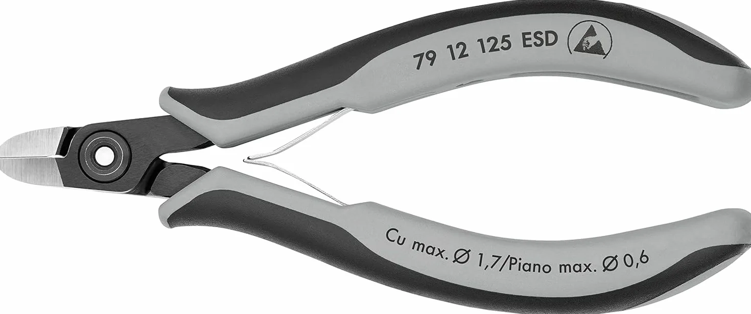 KNIPEX Precyzyjne szczypce tnące boczne dla elektroników ESD z osłonkami wielokomponentowymi 125 mm, 79 12 125 ESD