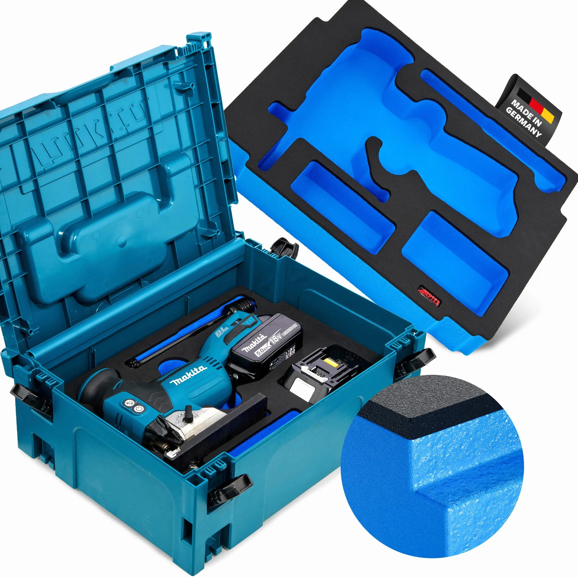 𝖠𝖯𝖳𝖤𝖷 Schaumeinlage passend für Makita Akku- Pendelhubstichsäge DJV 181 für MakPac Gr. 2-3