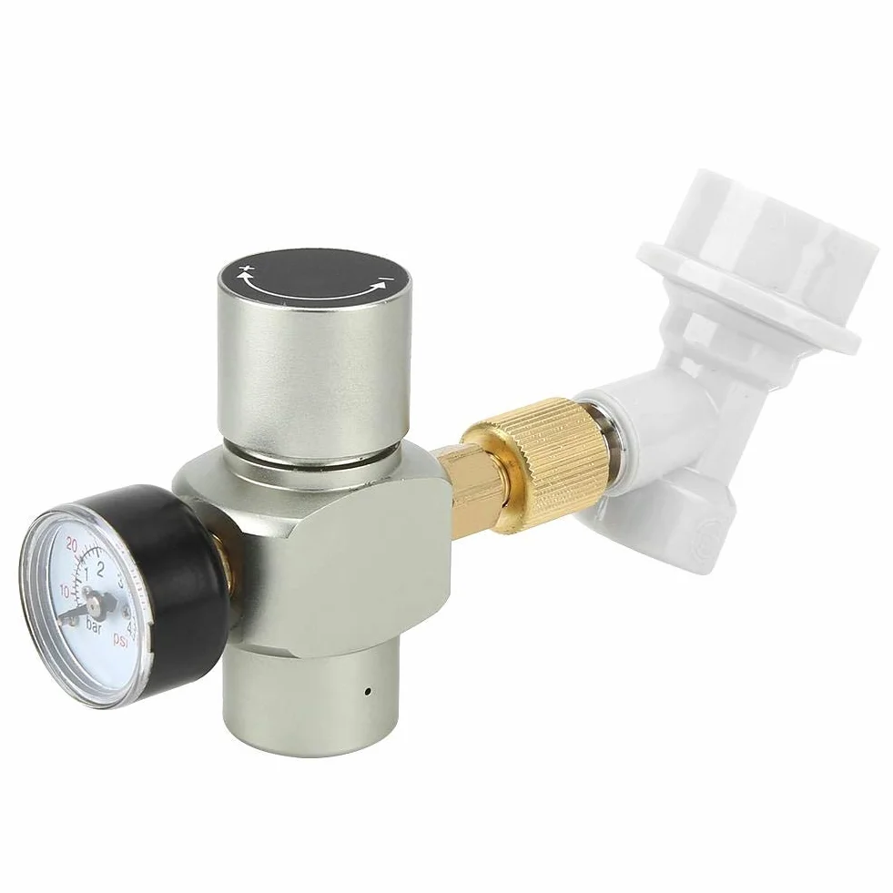 Fdit Keg Charger mini regulator CO2 do piwa z instrukcją bezpieczeństwa (może nie być dostępna w języku polskim), zawór ograniczający ciśnienie 0-60 psi, wielokrotne pakowanie
