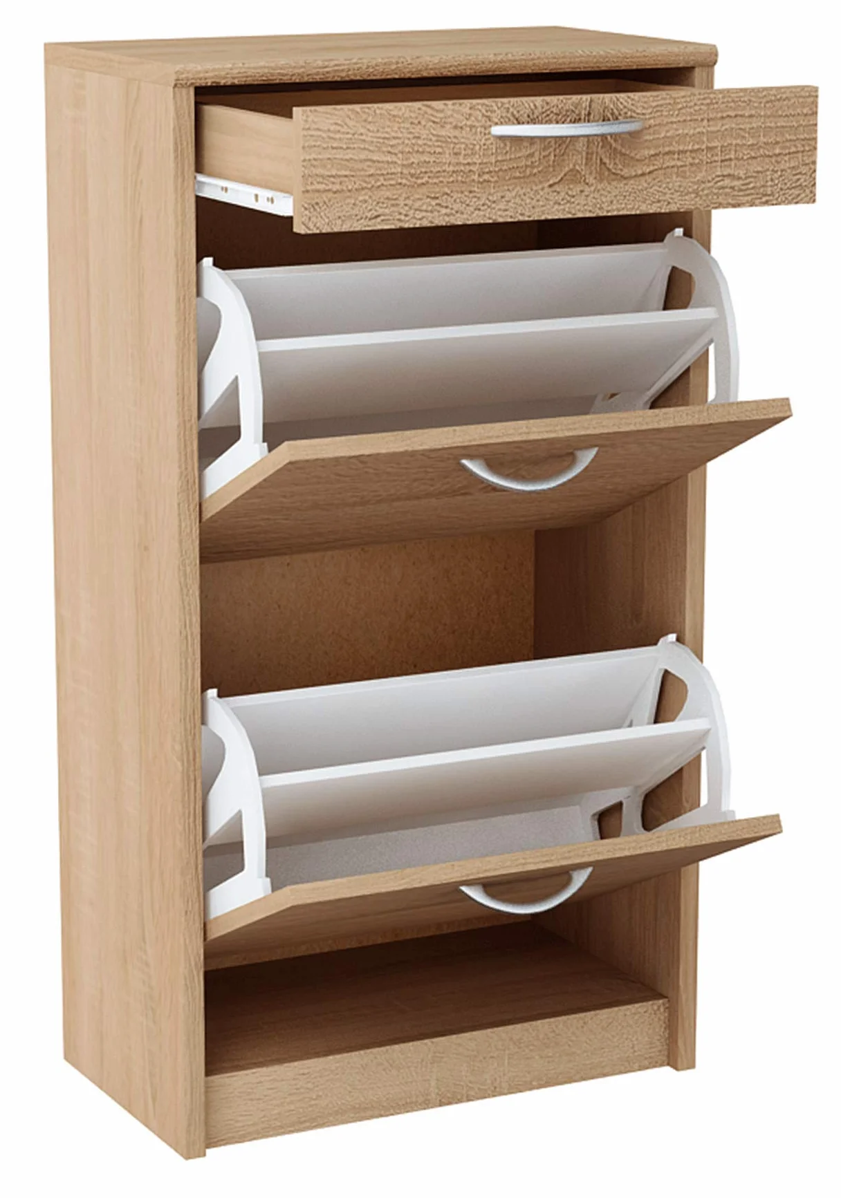 MATKAM Szafka na buty o nowoczesnym wyglądzie, 50x92x28 cm, 16 mm laminowana płyta meblowa, z tylną ścianką, 2 rozkładane półki, 1 szuflada