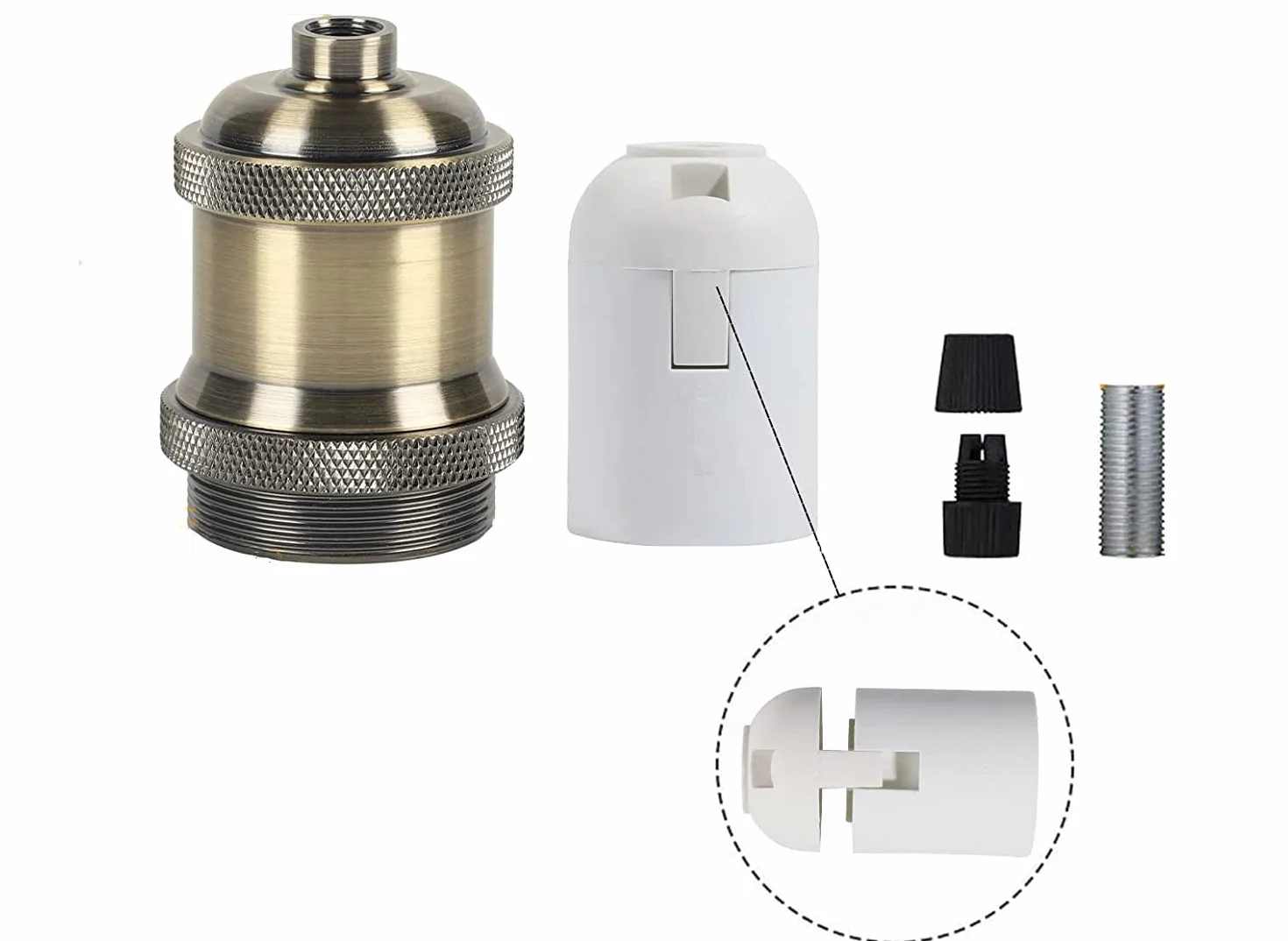 LATRAT Zestaw 4 sztuk E27 vintage solidne oprawki lamp, adapter przejściówka oprawki do vintage żarówek lampy wiszącej, adapter gniazda do żarówki śrubowej, DIY lampa ścienna, stołowa, stojąca lub