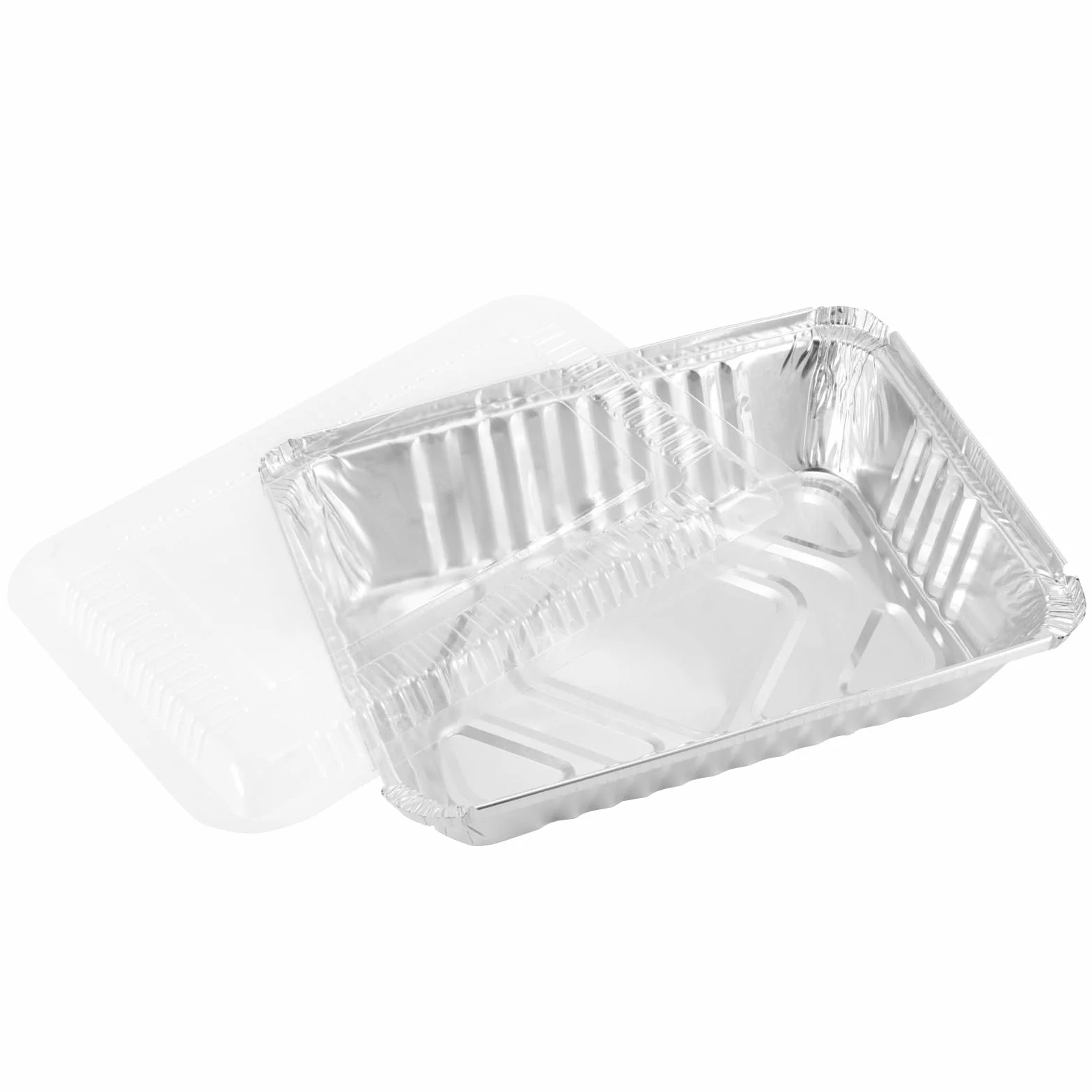 FUNSUEI 125 szt. 22 x 16 x 5 cm aluminiowe miski jednorazowe z przezroczystą pokrywką, 1000 ml, aluminiowe miski do grilla, z folii aluminiowej, tacki do grilla, aluminiowe tacki ociekowe, tacki do