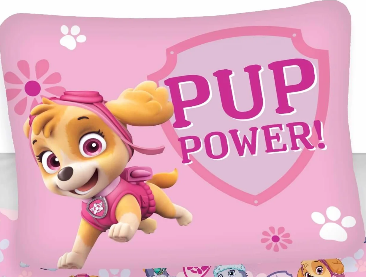 Paw Patrol Pościel bawełniana różowa PUP POWER 40x60 cm 100x135 cm