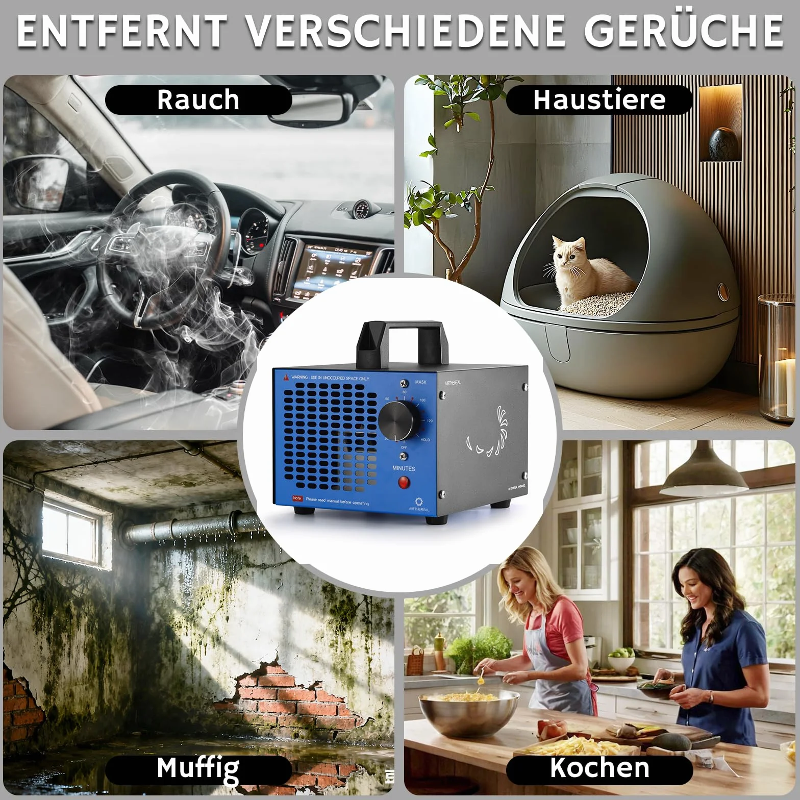Airthereal MA5K generator ozonu, niebieski