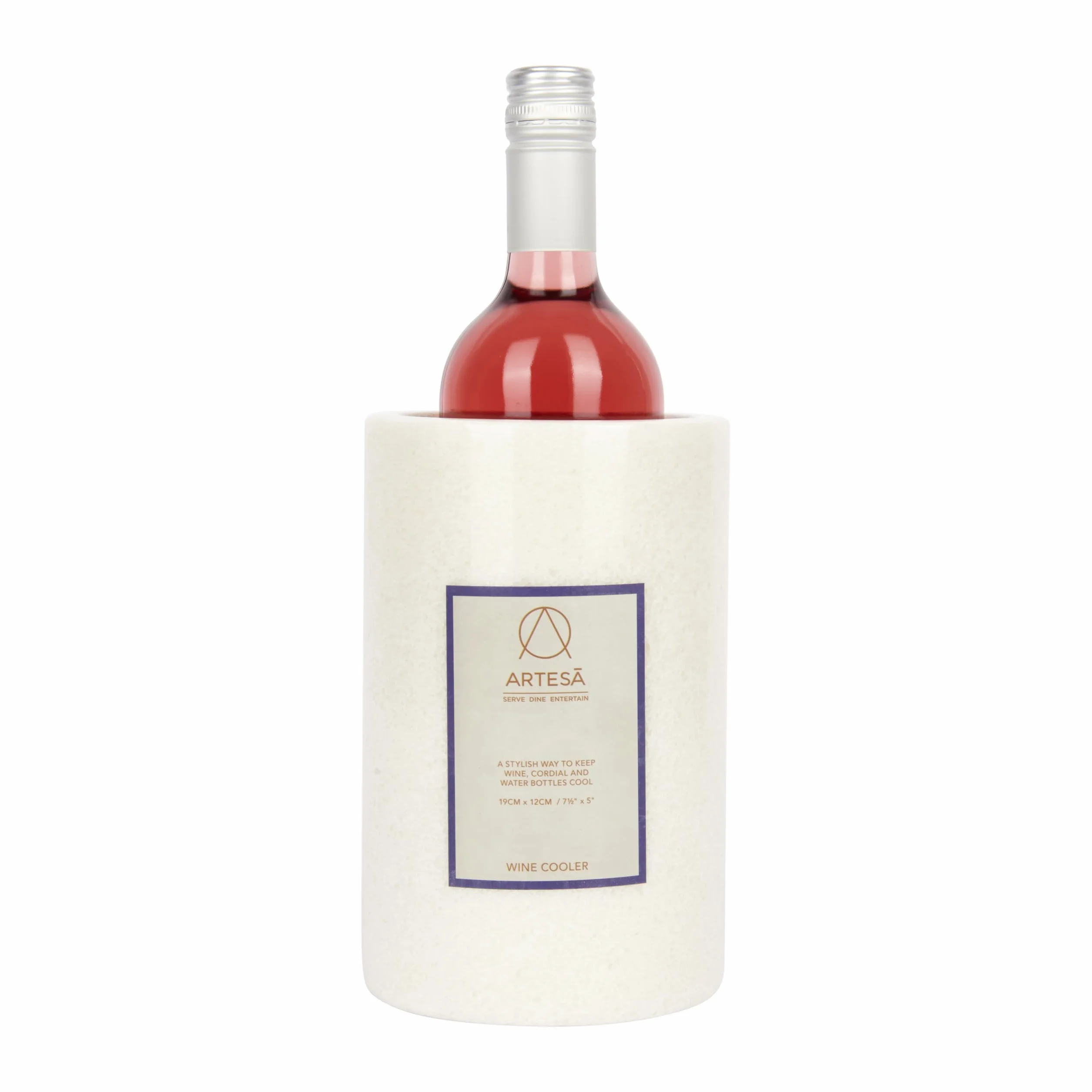 Artesà Marble Wine Cooler, wysokiej jakości uchwyt na napoje/butelki z naturalnego kamienia, chłodziarka do wina – biały