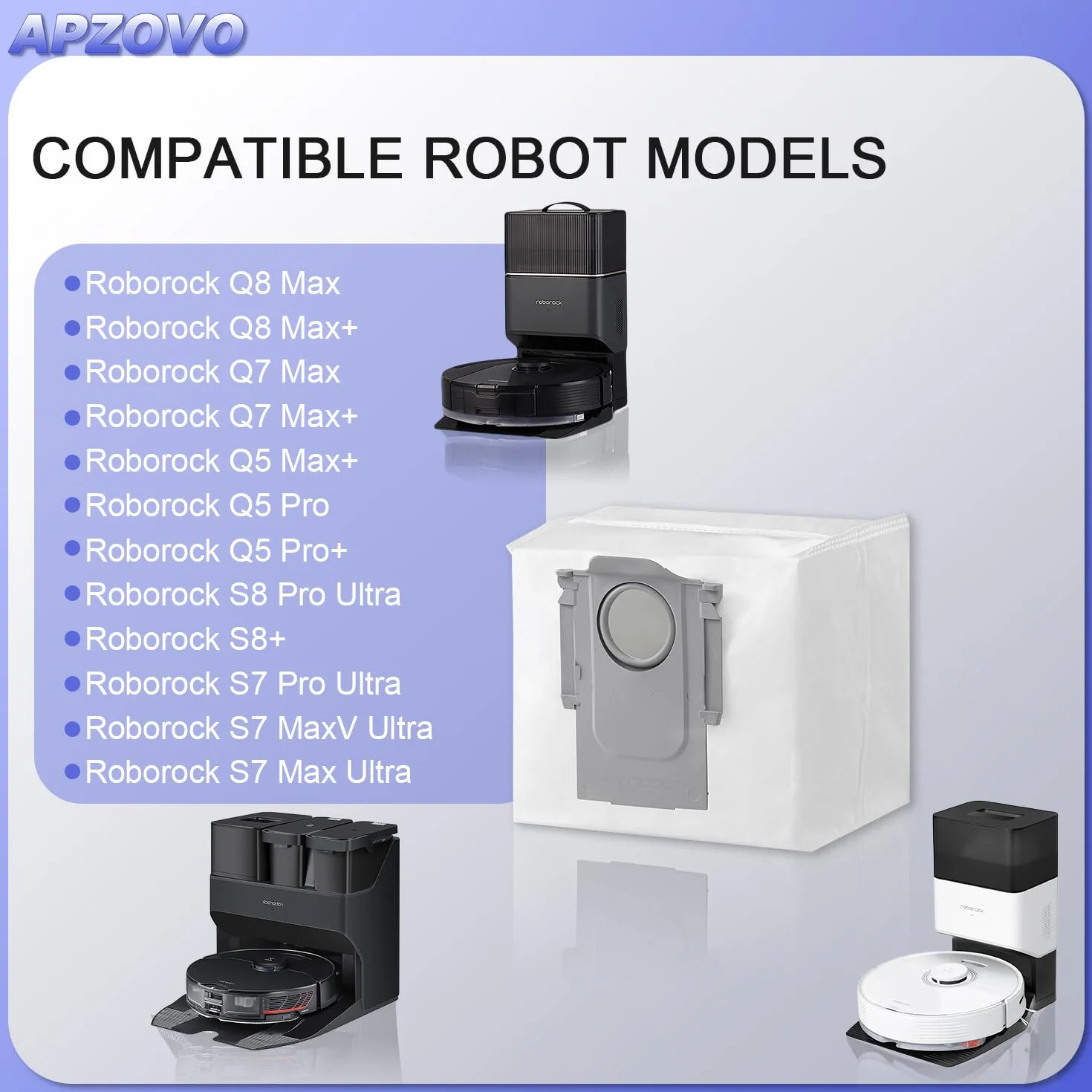 12 worków na kurz akcesoria do Roborock Q8Max+/Q7Max+/Q5 Pro+/S8 Pro/Ultra, torby o dużej pojemności 3L