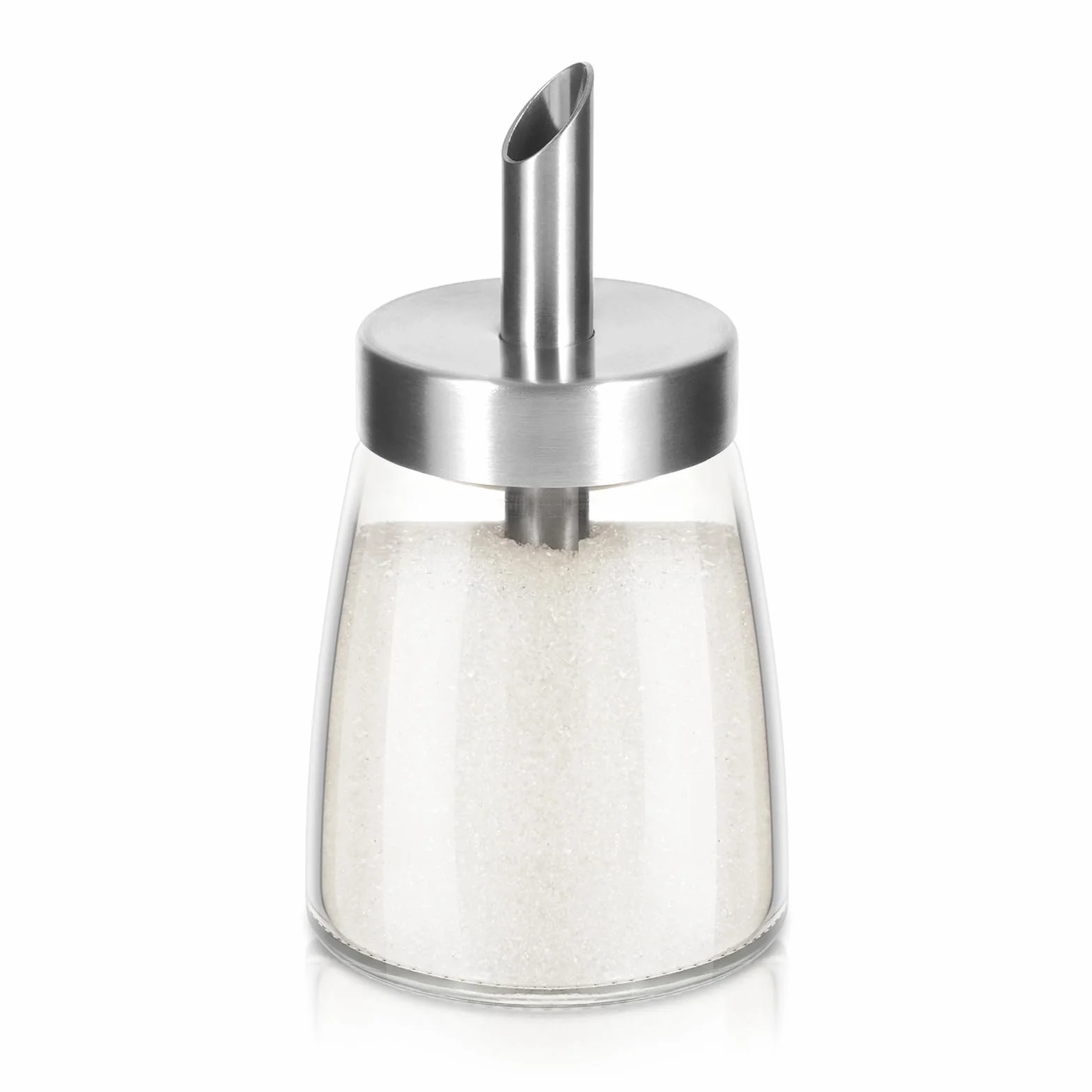 Vucchini Dozownik cukru 140 ml 133 g, pokrywka nieostra wylewka, łatwe nalewanie szklanych butelek, pojemnik kuchenny, akcesoria dekoracyjne do blatu, kawiarni, restauracji
