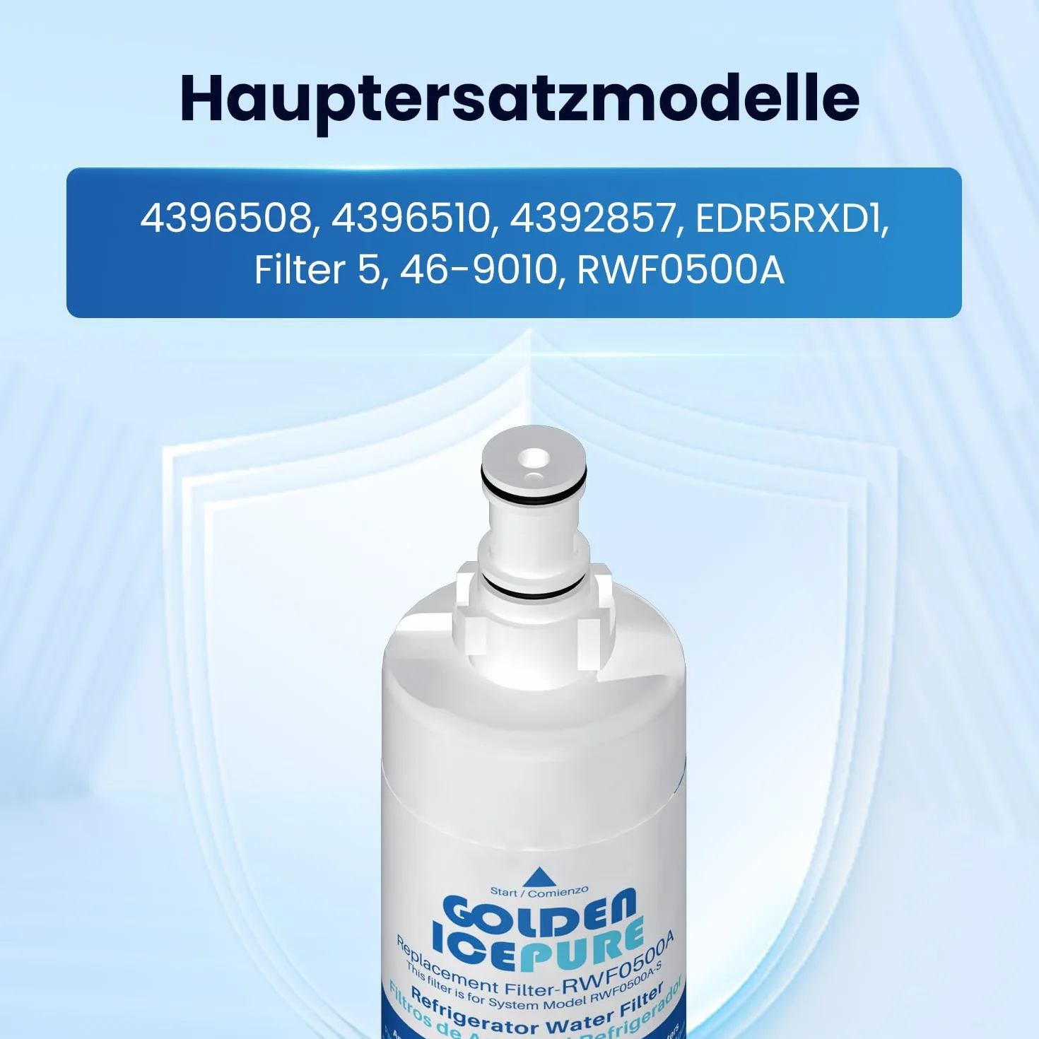 GOLDEN ICEPURE Filtr wody do lodówki Kompatybilny z Whirlpool 4396508, Maytag, KitchenAid, SBS002, S20BRS, 481281729632, 461950271171, 481281728986, 2 sztuki