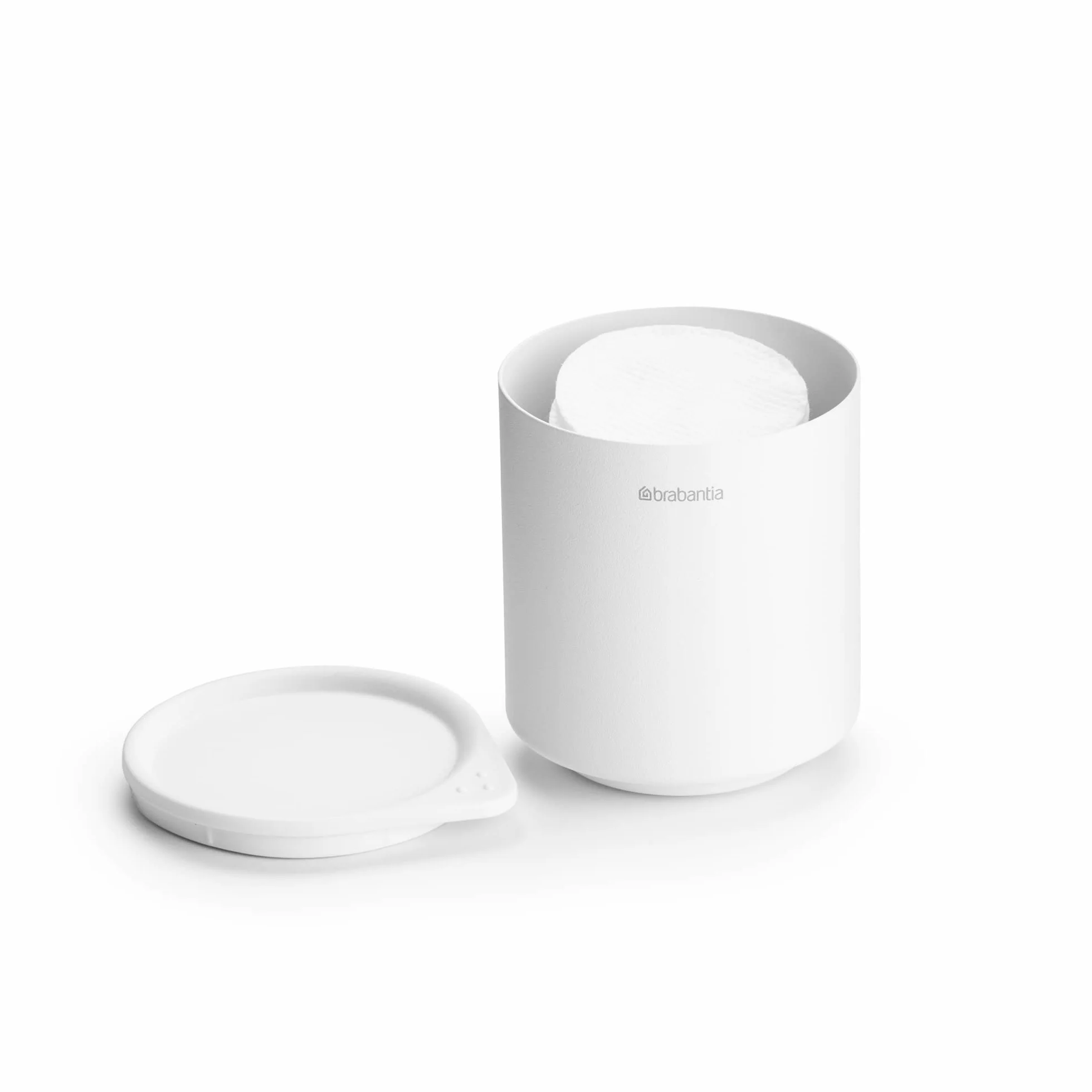 Brabantia - Mindset Pojemnik do Przechowywania - Do Przechowywania Małych Przedmiotów - Higieniczny - Pokrywa Miękka w Dotyku - Odporny na Korozję - Łatwe Czyszczenie - Fresh White - 10 x 8 x 10 cm