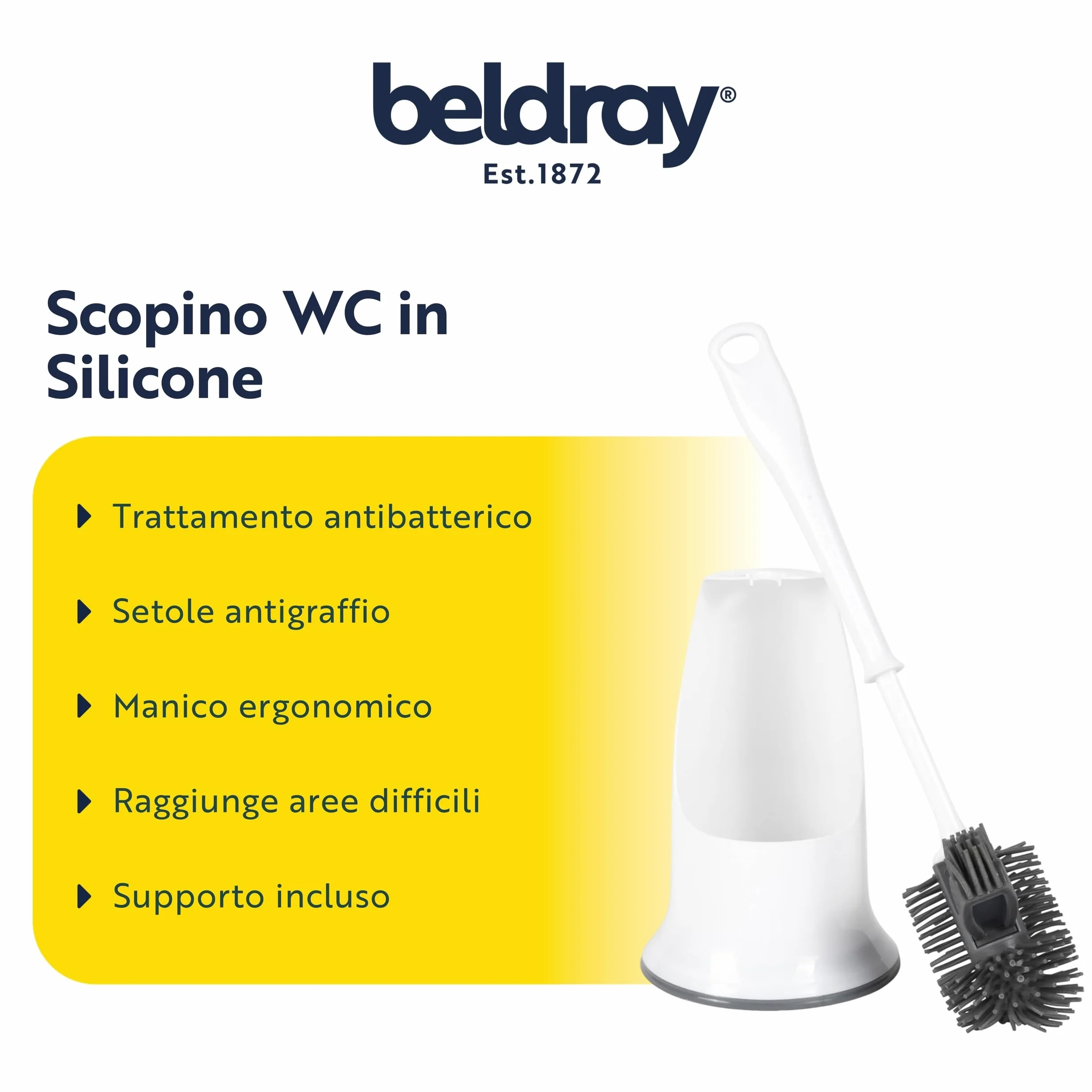 Beldray® LA084538UFEU7 Antibac Silicone Toilet Brush, Treated with Antibacterial Protection