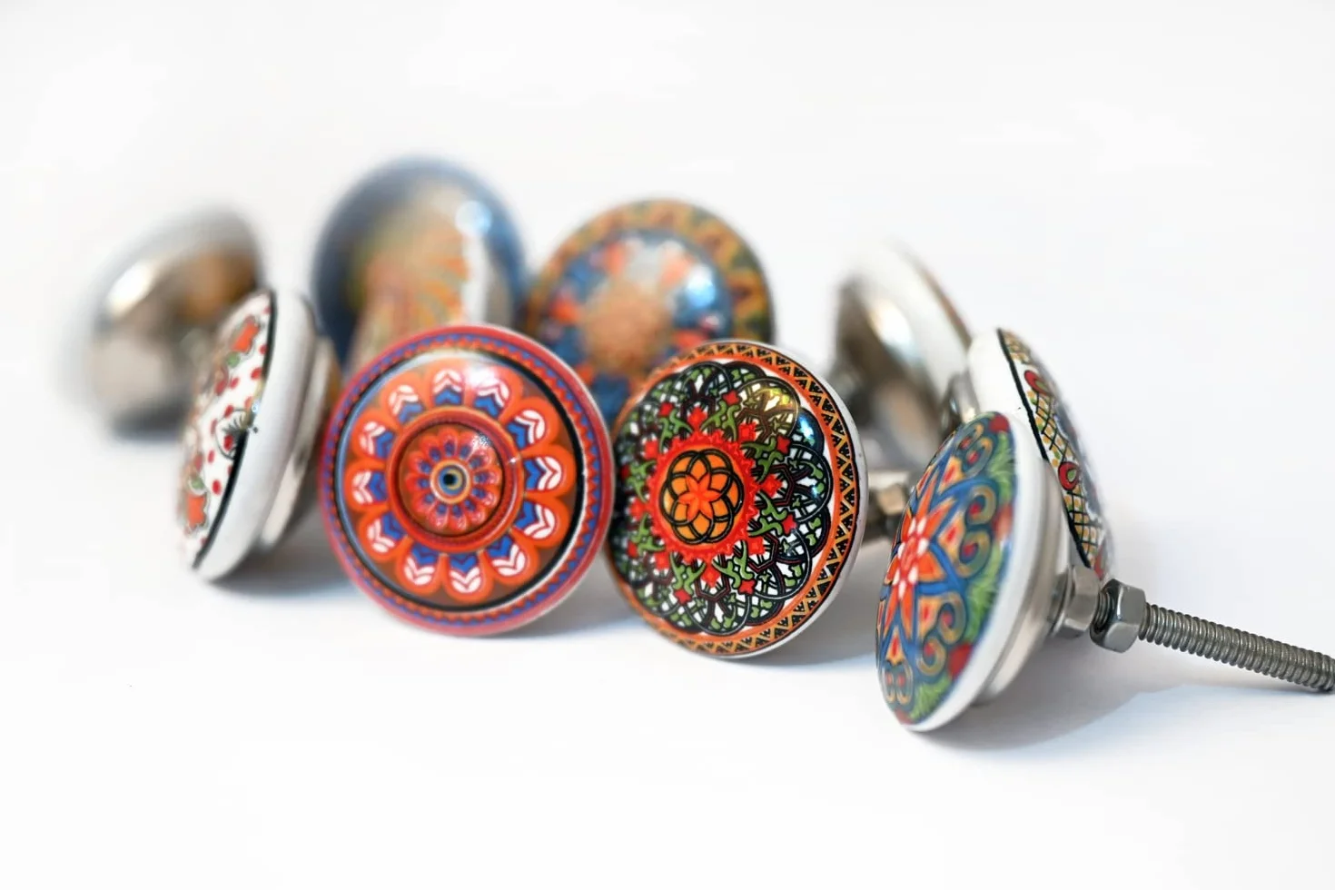 Xfer 002 ceramiczne guziki, styl vintage, wzór kwiatowy, 20 sztuk