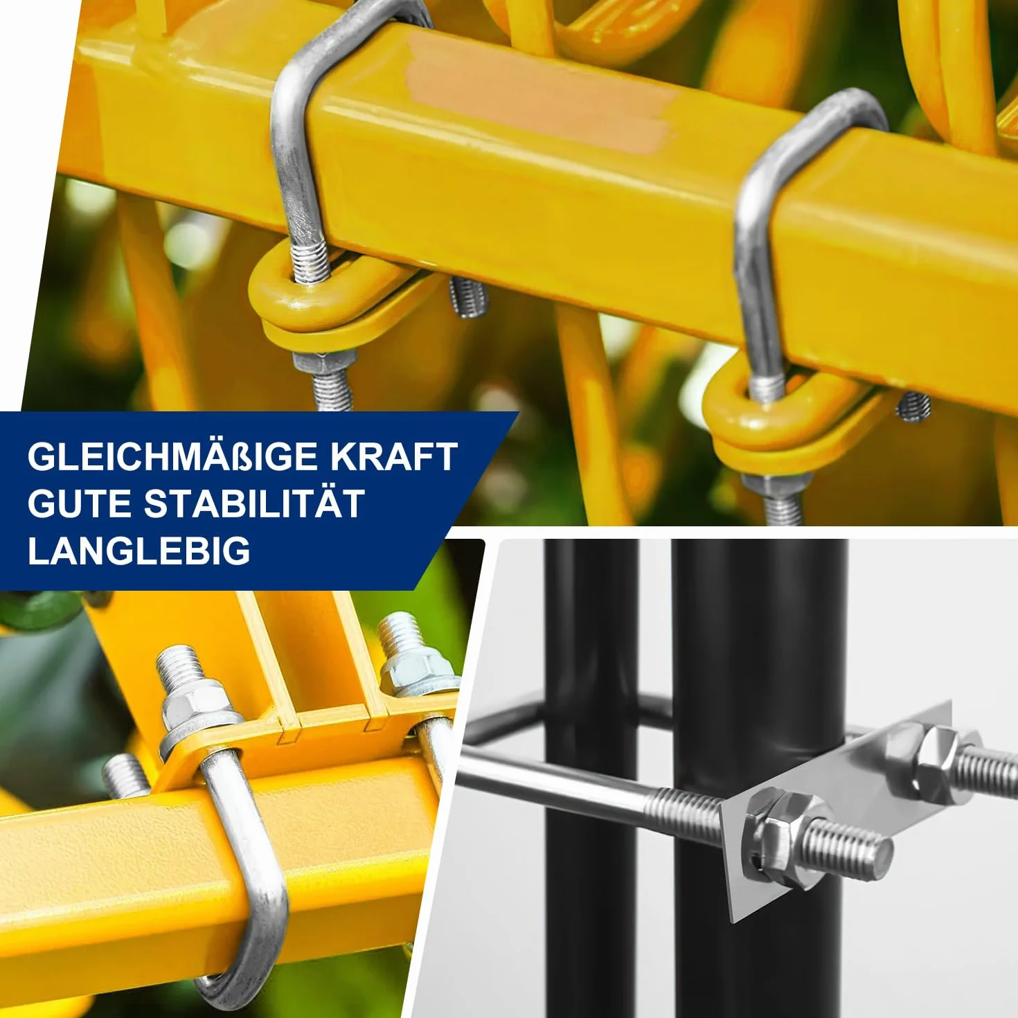 Śruby U M8 U Śruba 65 x 80 mm Śruba U ze stali nierdzewnej 4 szt. Kwadratowe U-Bolts z 16 nakrętką sześciokątną i 8 płytą ramy do zastosowań domowych samochodowych przemysłowych