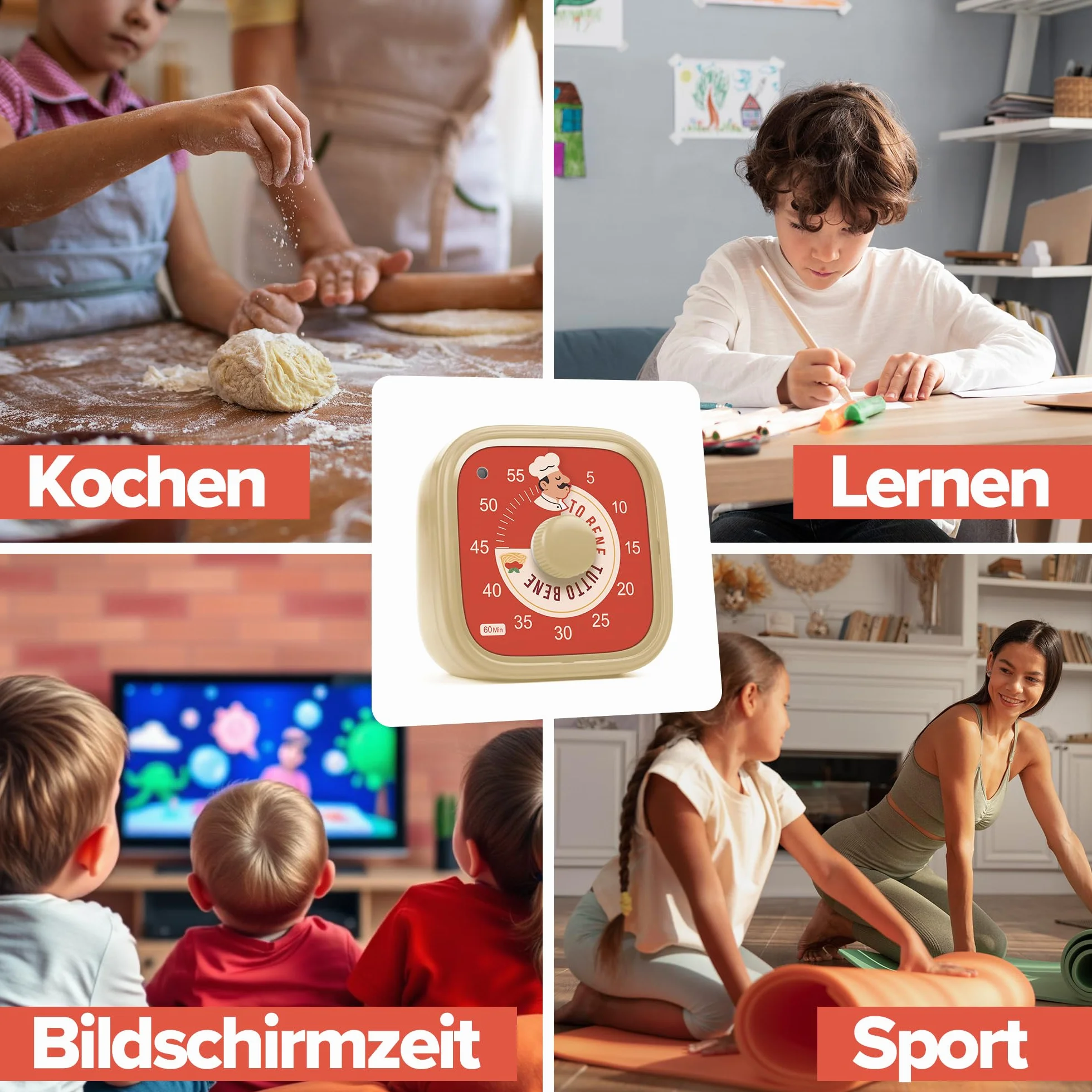Wizualny timer dla dzieci i dorosłych – 60 min odliczanie z alarmem – zarządzanie czasem dla koncentracji i produktywności – idealny do kuchni, szkoły, nauki, pracy – odpowiedni dla autyzmu i ADHD