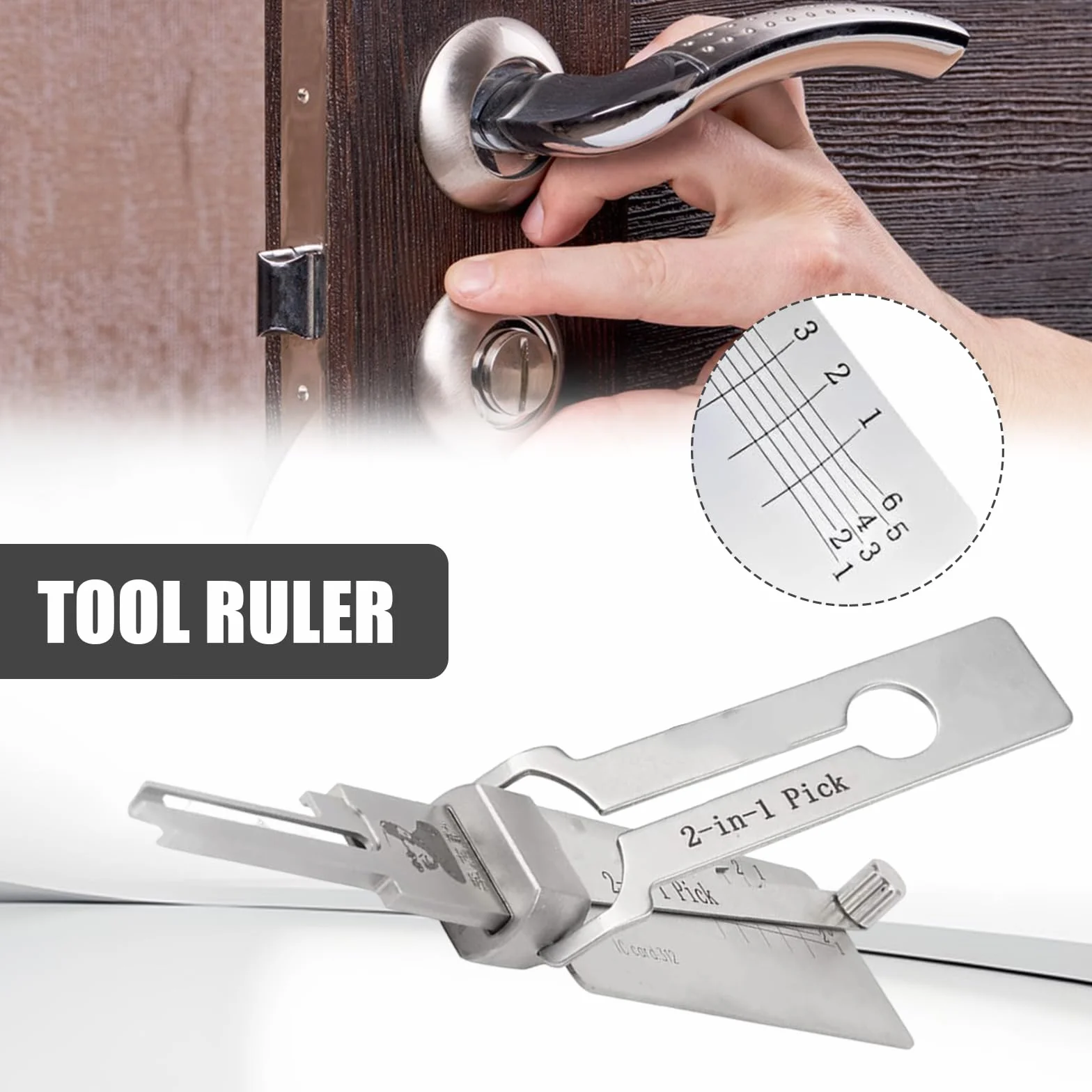 SNONESIY Stal nierdzewna Klucz dekodera Master Key Decoder 2-w-1 Wytrych precyzyjny Hak Zestaw wzmacniaczy dźwiękowych（KW5） Srebrny