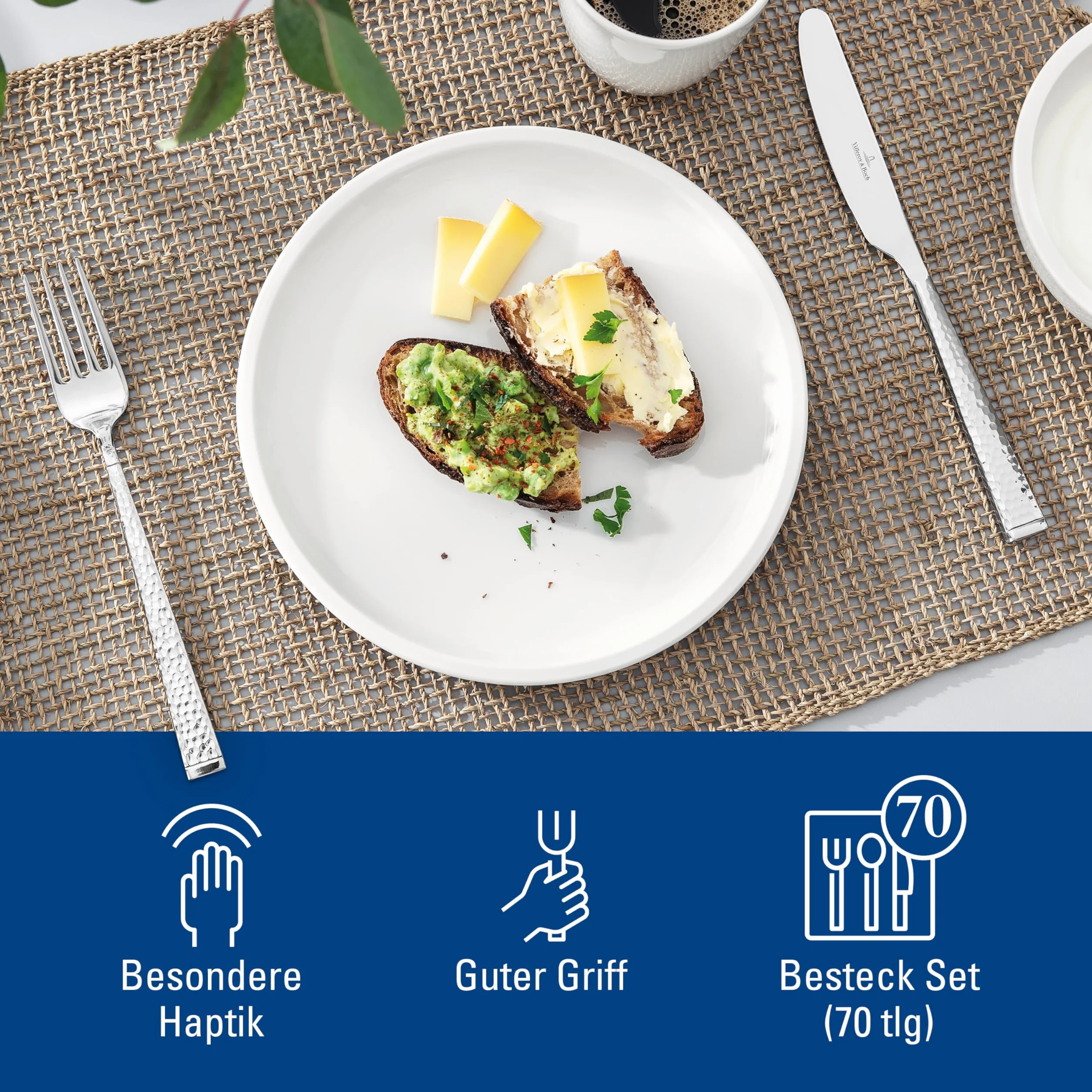 Villeroy & Boch Blacksmith Zestaw Sztućców, Stal Nierdzewna, Srebrny, 70 Części