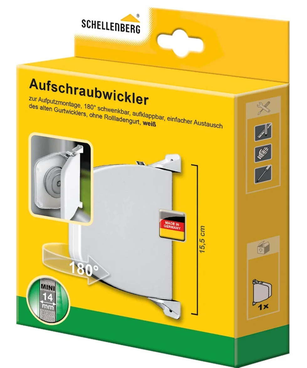 Schellenberg 50151 Natynkowy Nawijacz Pasów 14 mm, Biały 15.5 cm