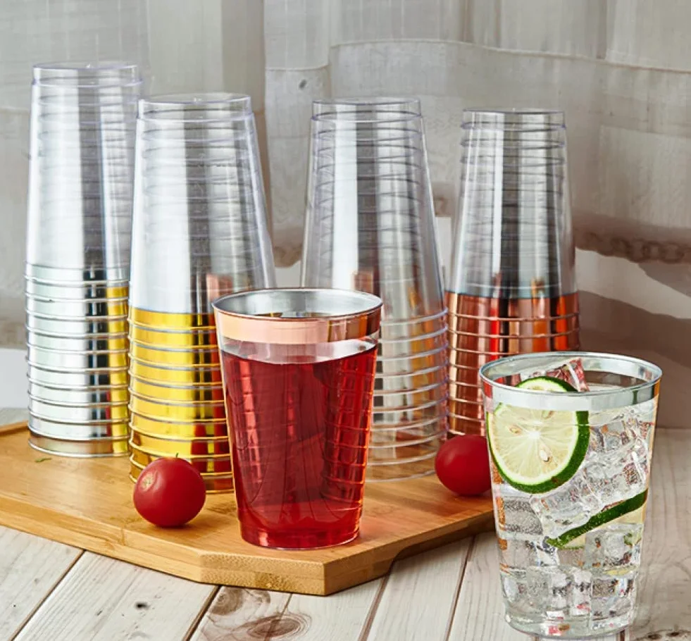 LATERN 50 sztuk plastikowych kubków 360 ml, wielokrotnego użytku, eleganckie kieliszki do wina