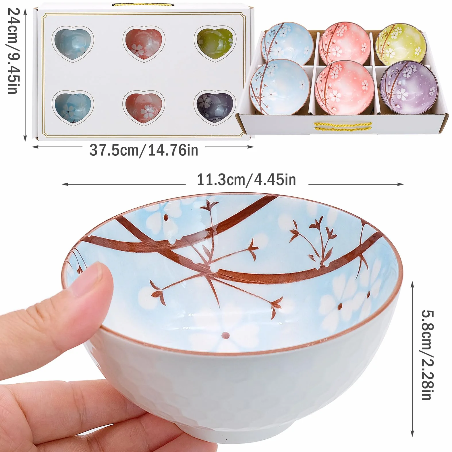 6 miseczek do musli z porcelany, miseczki deserowe, porcelanowe miseczki dla dzieci i dorosłych, porcelanowe małe miski 300 ml, na zupę, sałatkę, deser, przekąski