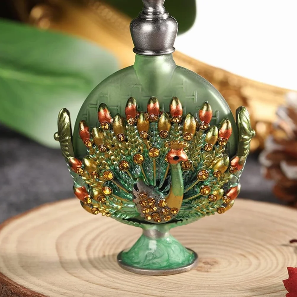 Butelka na perfumy vintage, pusta butelka na perfumy, 7 ml szklana butelka na perfumy Peacock (zielona)(Green)