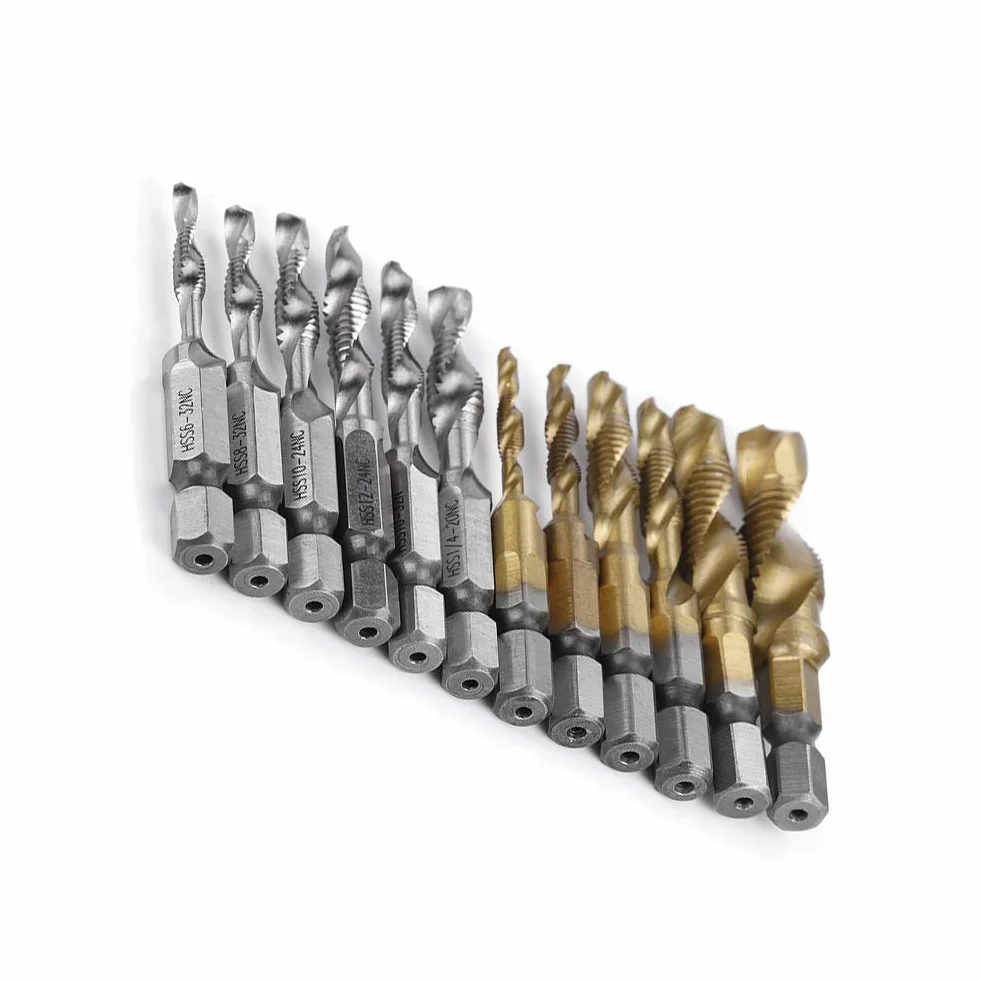 12 szt. M3 M10 Hex Nk Plated Hss S Gwint I Wiertła do Gwintowania Funkcja Encjalna Te Wiertła I Gwintowniki Hss Arm5 Zestaw wierteł do Gwintowników Zestaw wierteł do Gwintowników