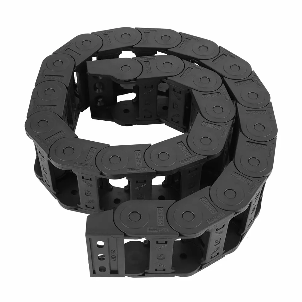 Łańcuch holowniczy o długości 100 cm 25 x 57 mm czarny nylon otwarty po obu stronach e-prowadnik kablowy e-prowadnik grawerki CNC łańcuszek kablowy