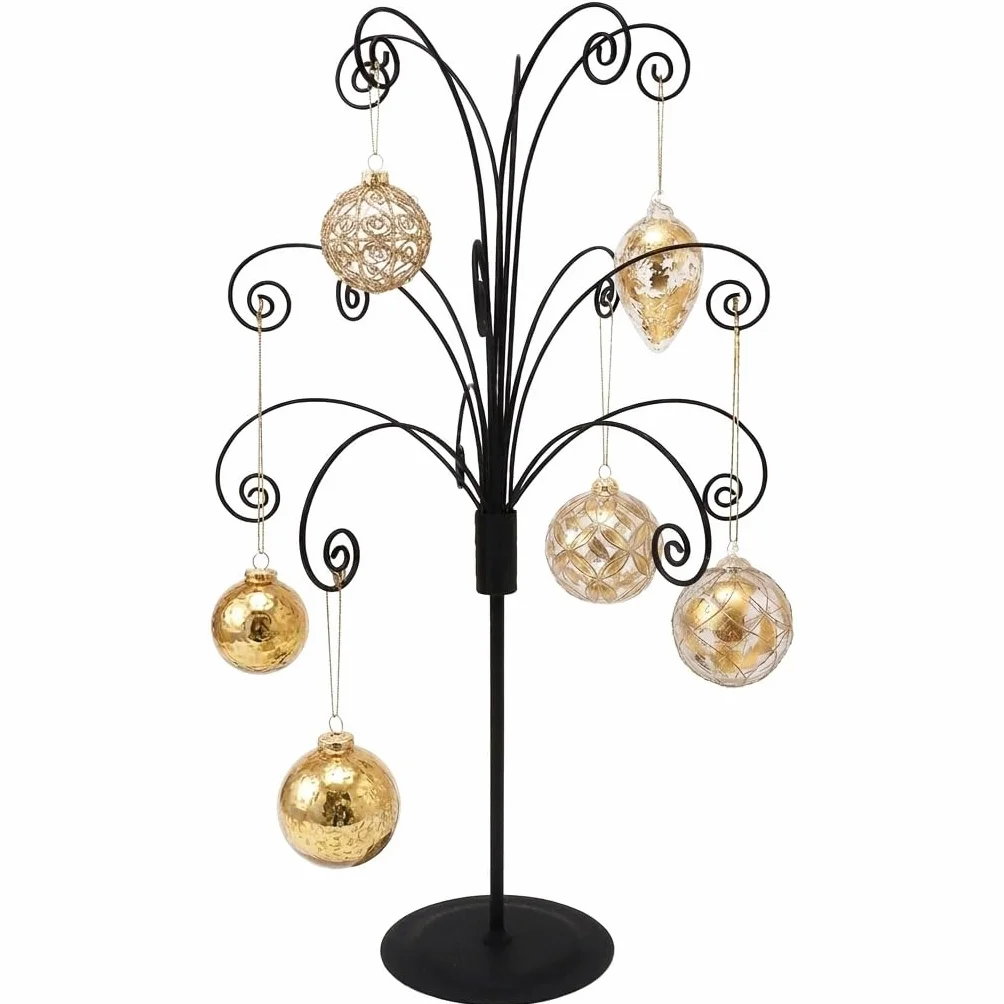 HOHIYA Ozdoba drzewo stojak stojak wieszak 50 cm hak druciany wiszący metal na Boże Narodzenie Swarovski kryształowe szkło dekoracje prezent Tajwan wykonany czarny