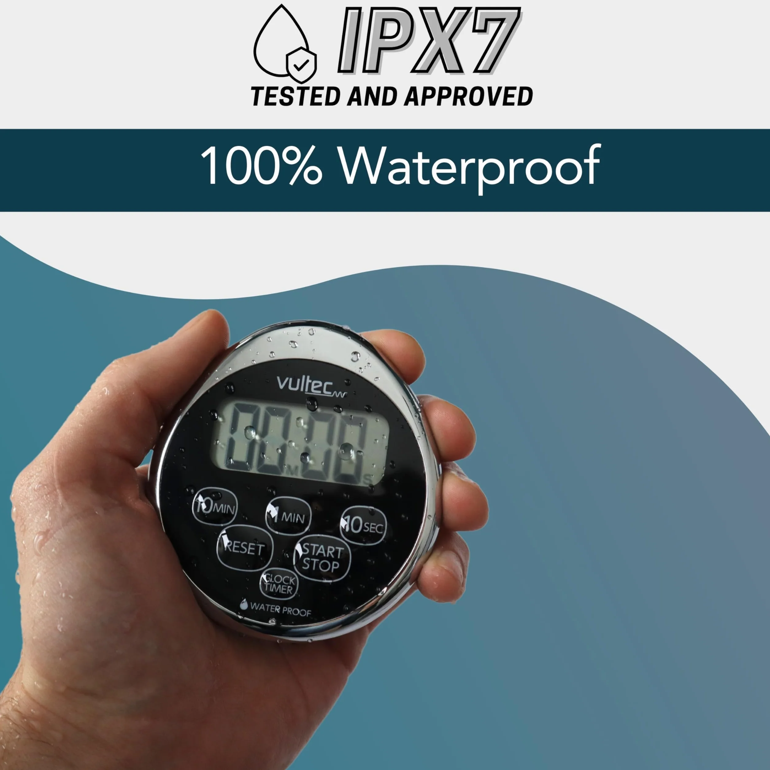 Timer prysznicowy T5 – cyfrowy wodoszczelny timer – timer prysznicowy (czarny, srebrny)