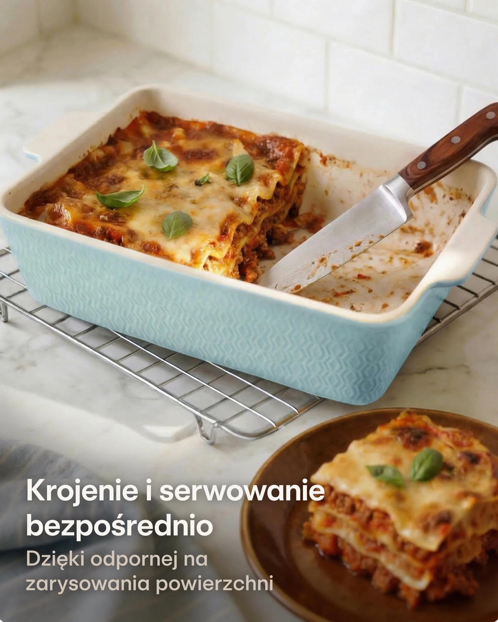 Ceramiczny Garnek do Zapiekanek Kwadratowy Nieprzywierający Czerwony Niebieski