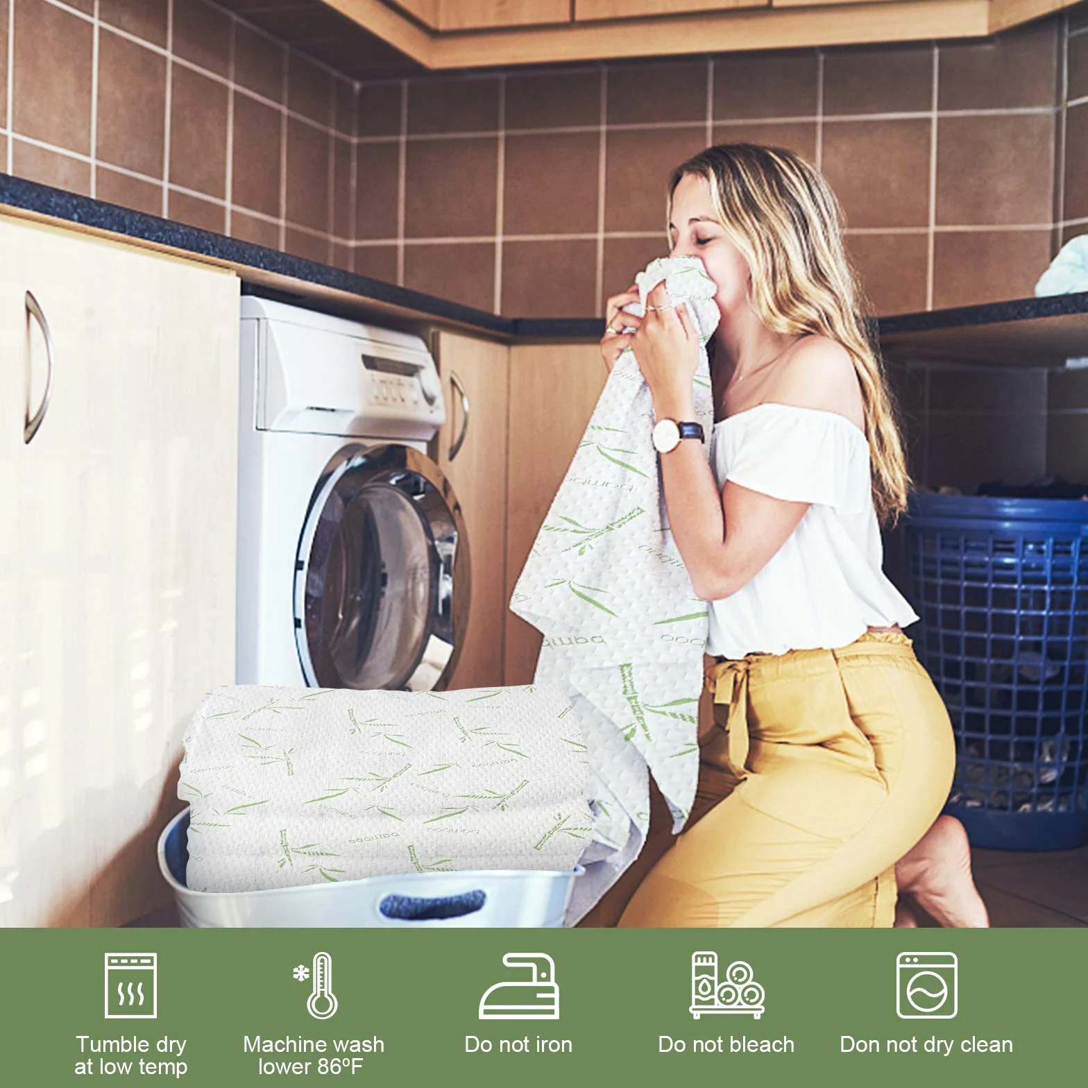 Ochraniacz na materac Twin XL, wodoodporny ochraniacz na materac, nadaje się do prania, pokrowiec z wiskozy bambusowej, oddychający, bezszelestny, elastyczna głęboka kieszeń 13 - 53 cm