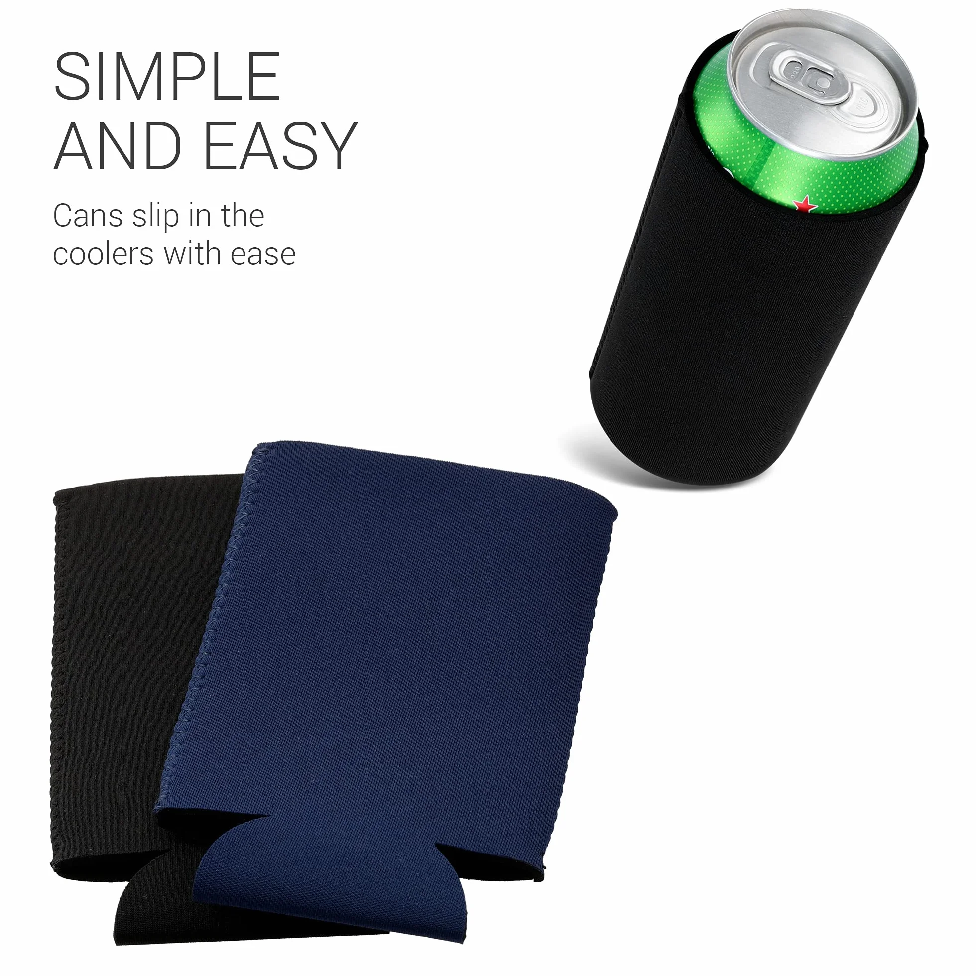 kwmobile 2x chłodziarka do puszek kompatybilna z puszką 500ml - Zestaw chłodziarek do puszek po piwie 7 x 14 cm - czarno-ciemnoniebieski