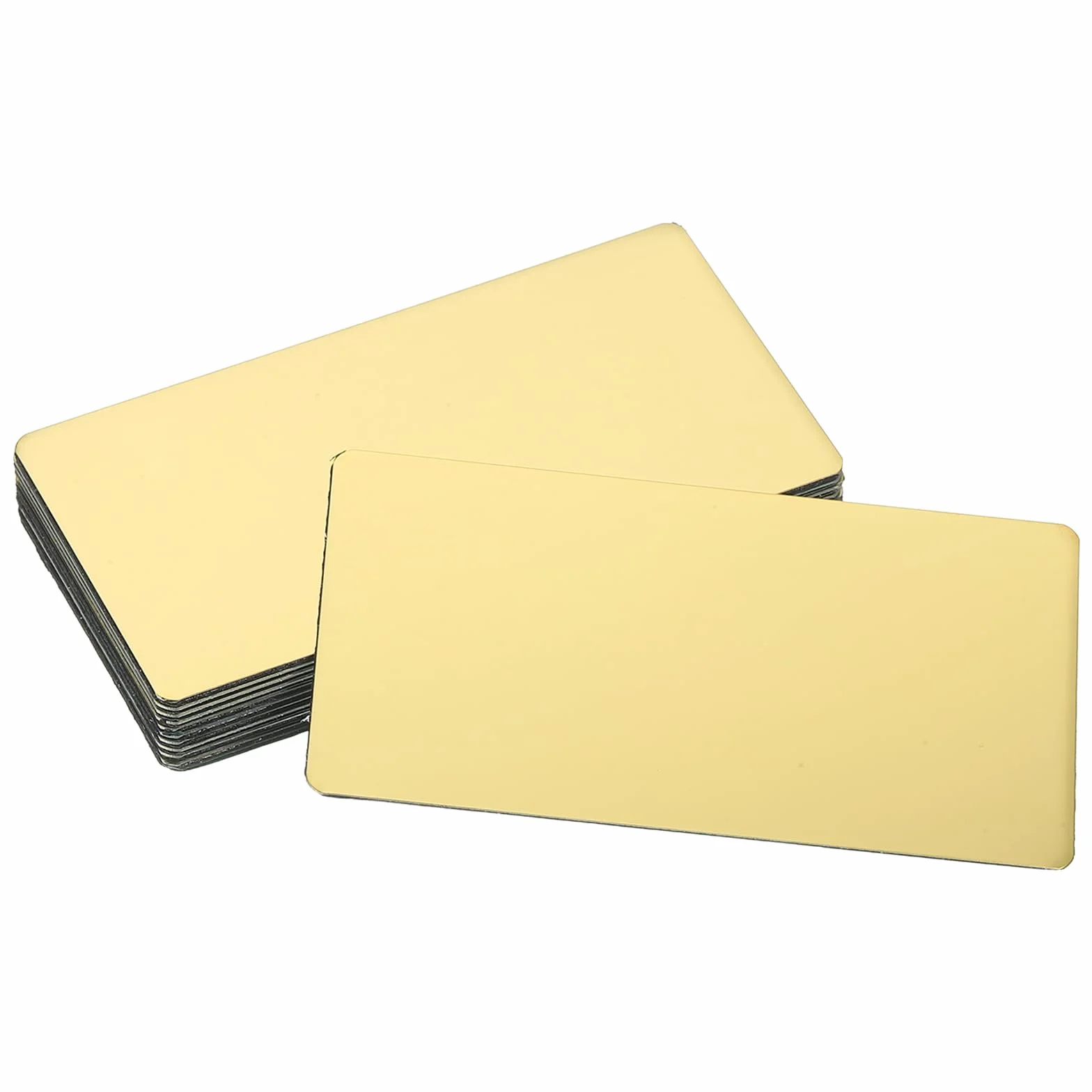 QUARKZMAN 12 pustych tabliczek na imię, 3,1 x 1,7" metalowa tabliczka grawerowana laserowo mocna naklejka anodowane aluminium spersonalizowane do oznakowania rzemiosła DIY, złoty