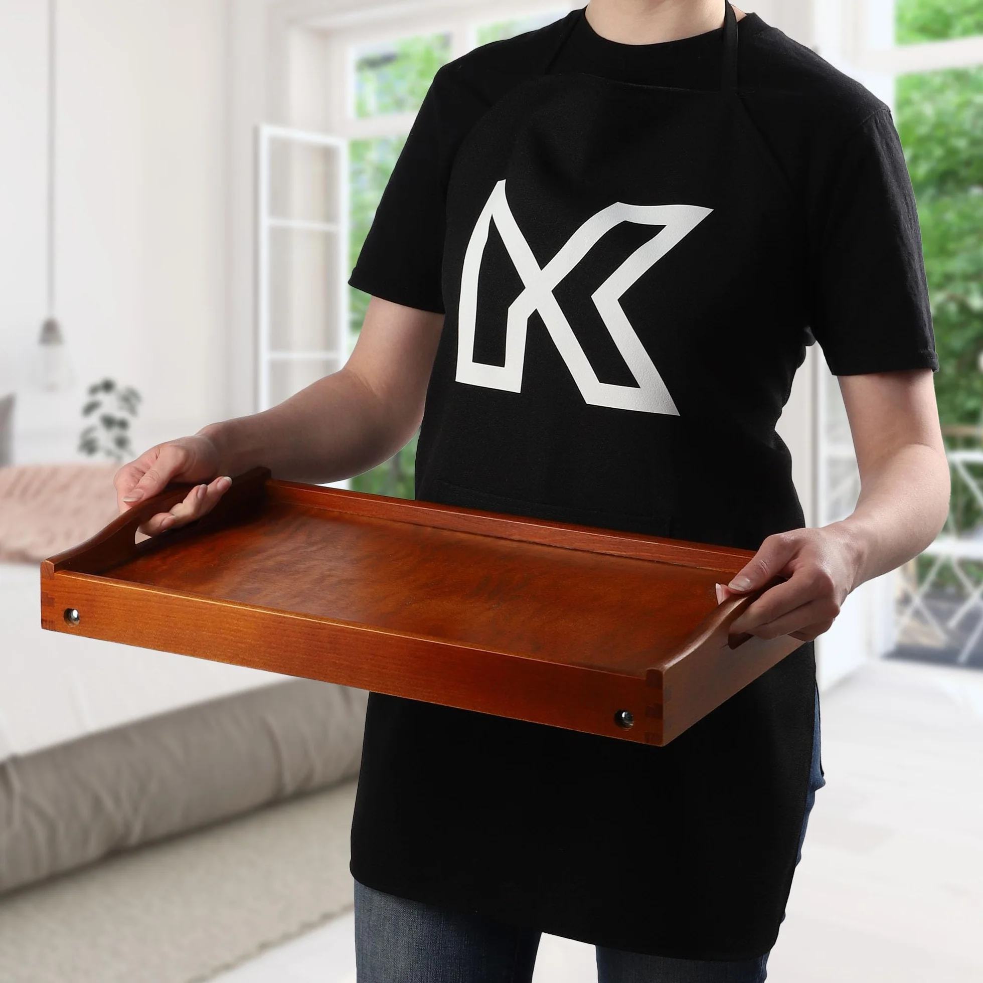 KADAX Stolik do łóżka taca śniadaniowa z drewna sosnowego 19 x 30 x 50 cm składana taca do serwowania brązowy