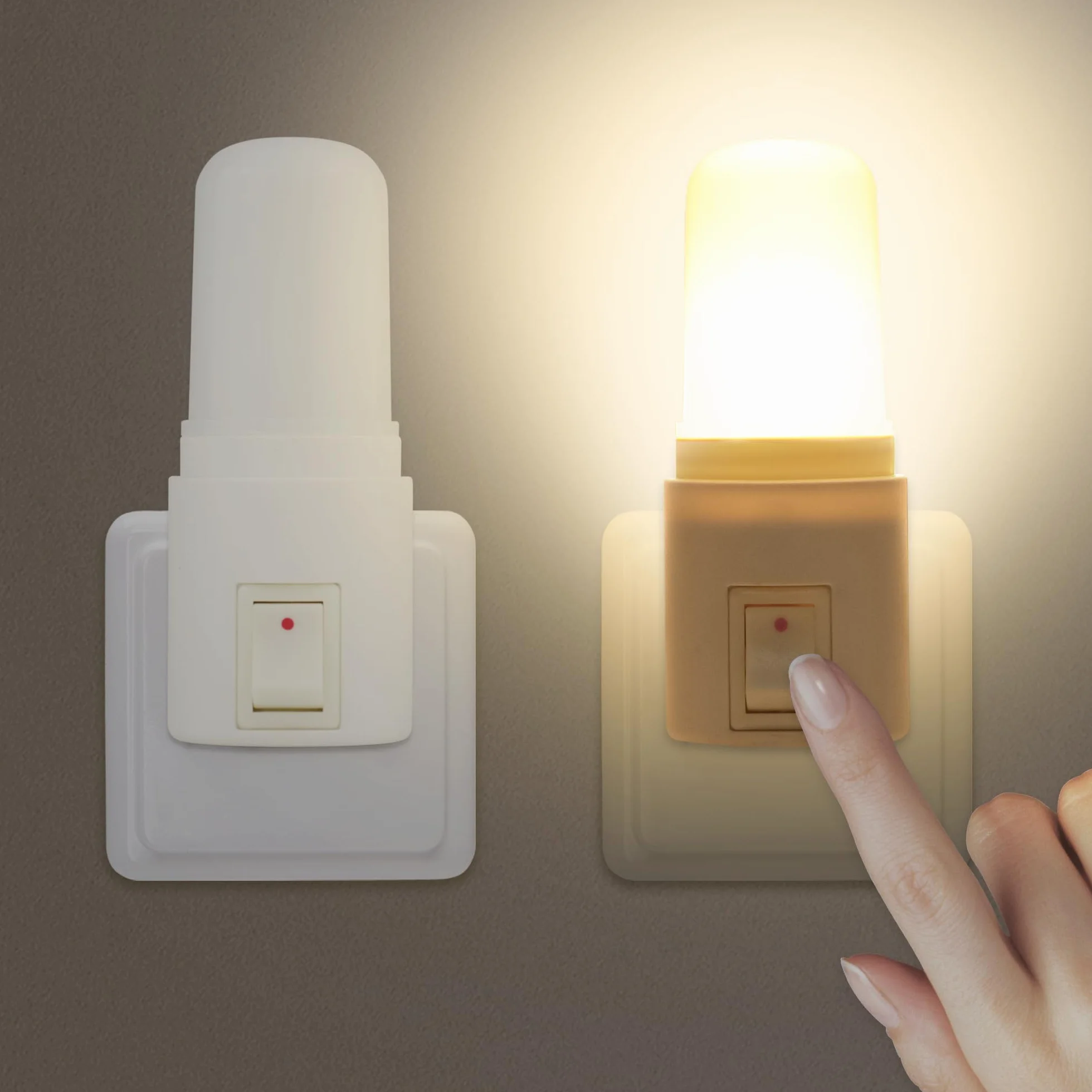 Lampka nocna do gniazdka cylindryczna 1 szt., 1W 3000K ciepłe światło, bezpieczna dla osób starszych