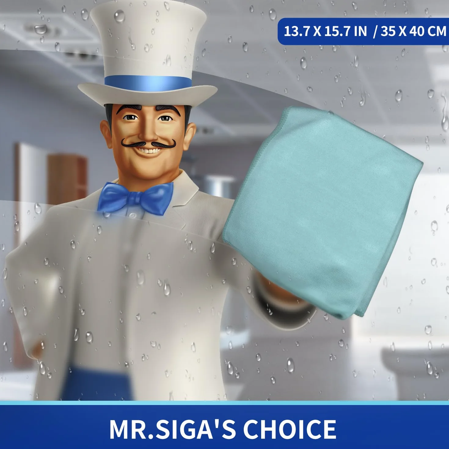 MR.SIGA Ultra cienkie ściereczki z mikrofibry do szkła, 6 sztuk, 35 x 40 cm 34,8 cm x 39,9 cm