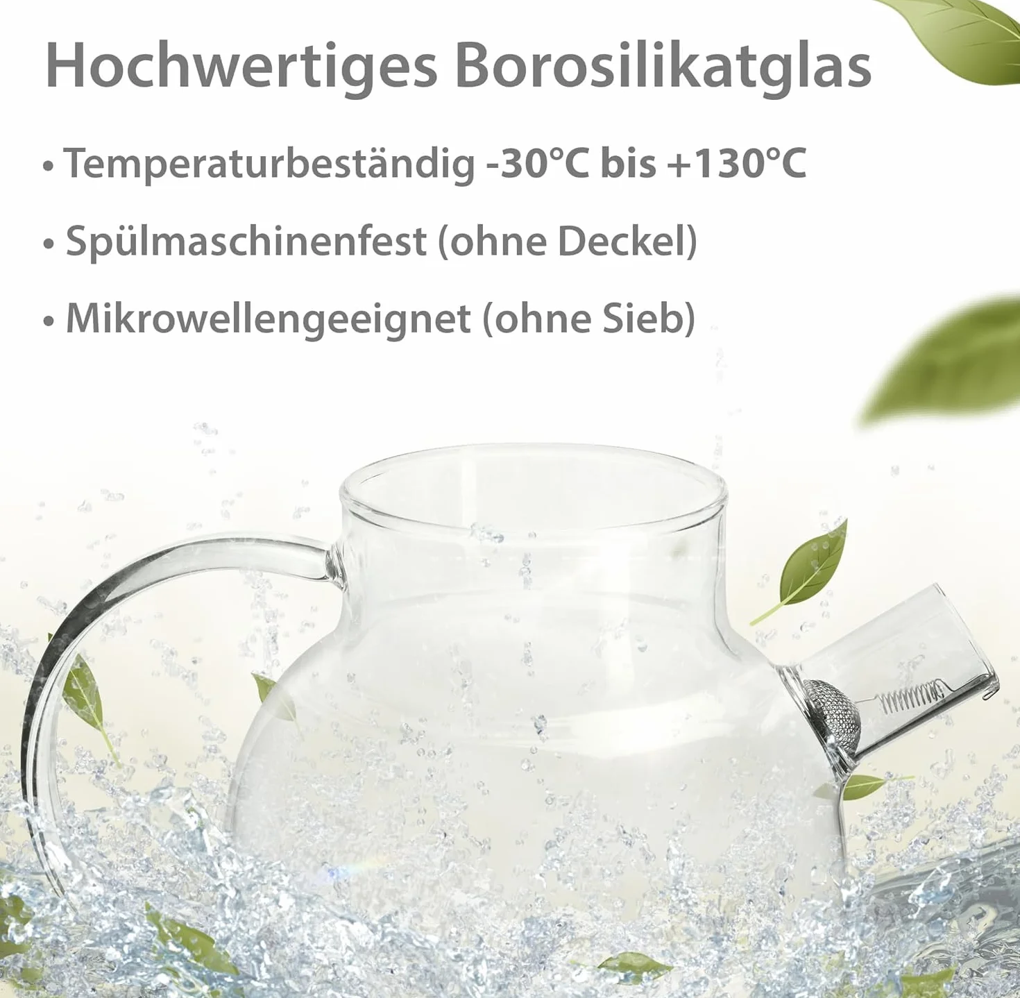 Impolio szklany dzbanek do herbaty z sitkiem, dzbanek do herbaty z drewnianą pokrywką, odporne na wysokie temperatury szkło borokrzemowe, dzbanek do herbaty z sitkiem, design dzbanka do herbaty,