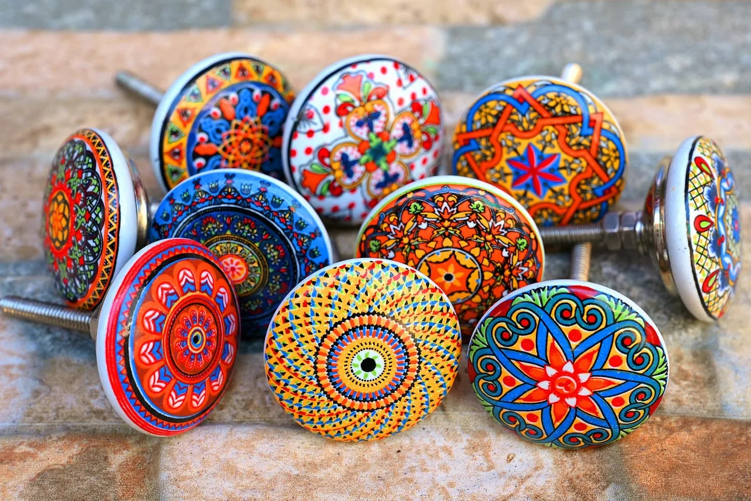 Xfer 002 ceramiczne guziki, styl vintage, wzór kwiatowy, 20 sztuk