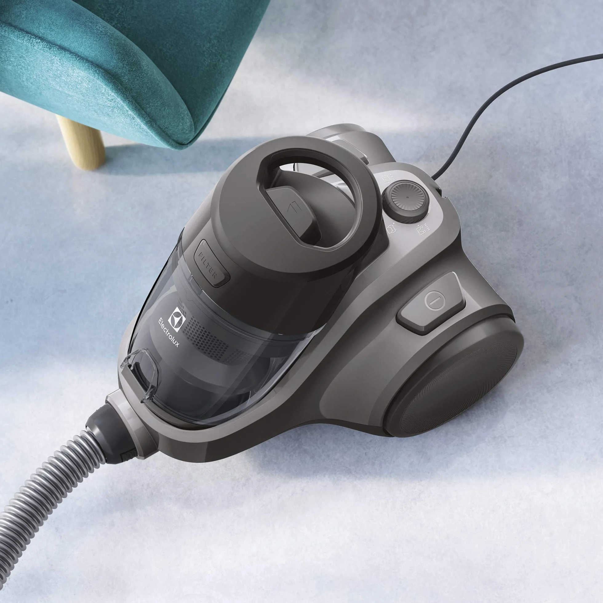 Electrolux Ec41-4T Ease C4 odkurzacz bezworkowy, 750 W, 80 decybeli, stal, czarny, 1,8 l