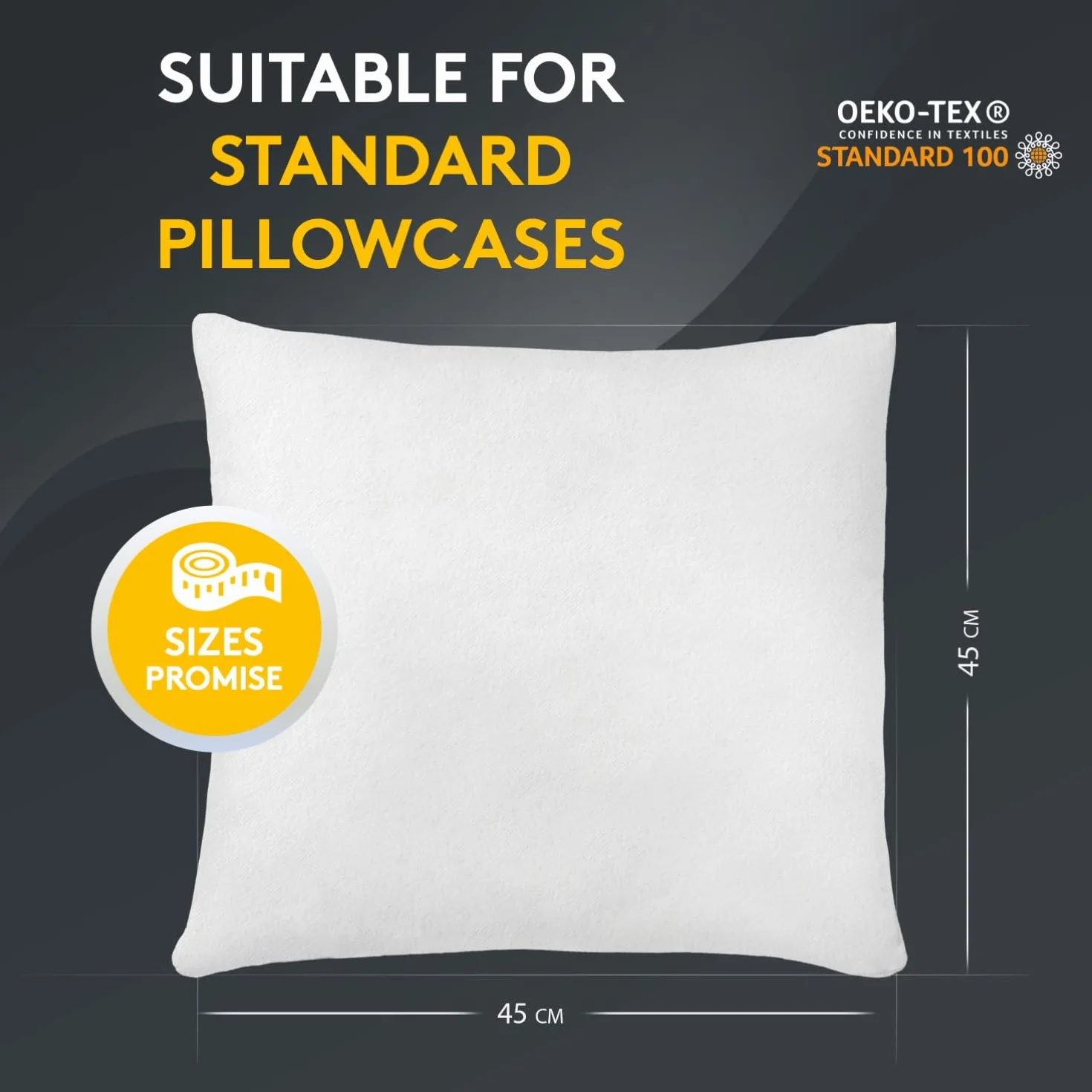 LILENO HOME Zestaw 4 wypełnienia poduszki 45x45 cm - Poduszka poliestrowa prana w 40°C dla alergików