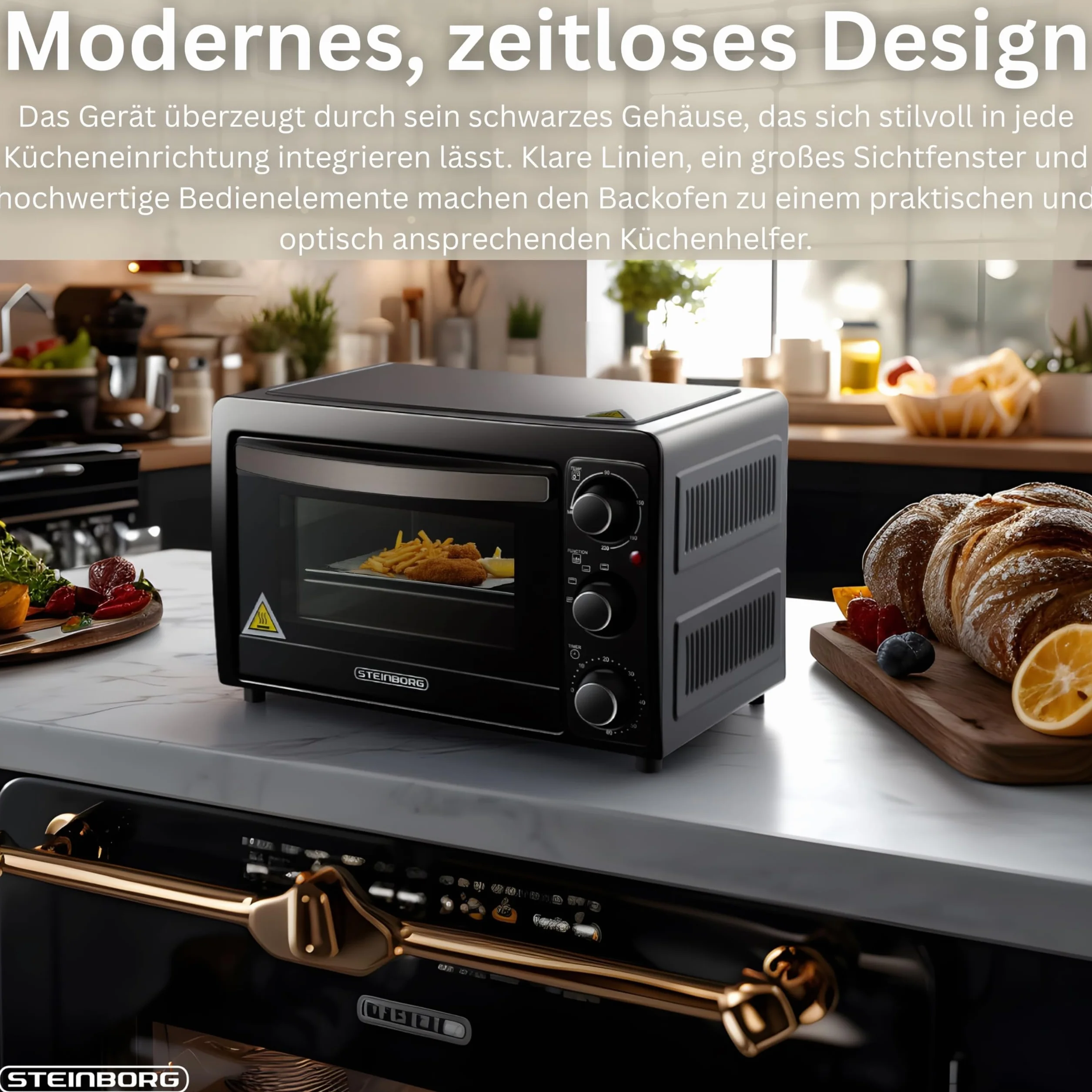 Mini piekarnik 15 l | piec do pizzy | mini piekarnik | minutnik 60 min | 100°-230°C | 1200 W | piekarnik | blacha na okruchy | mini piekarnik | piec kempingowy | mały piekarnik | energooszczędny