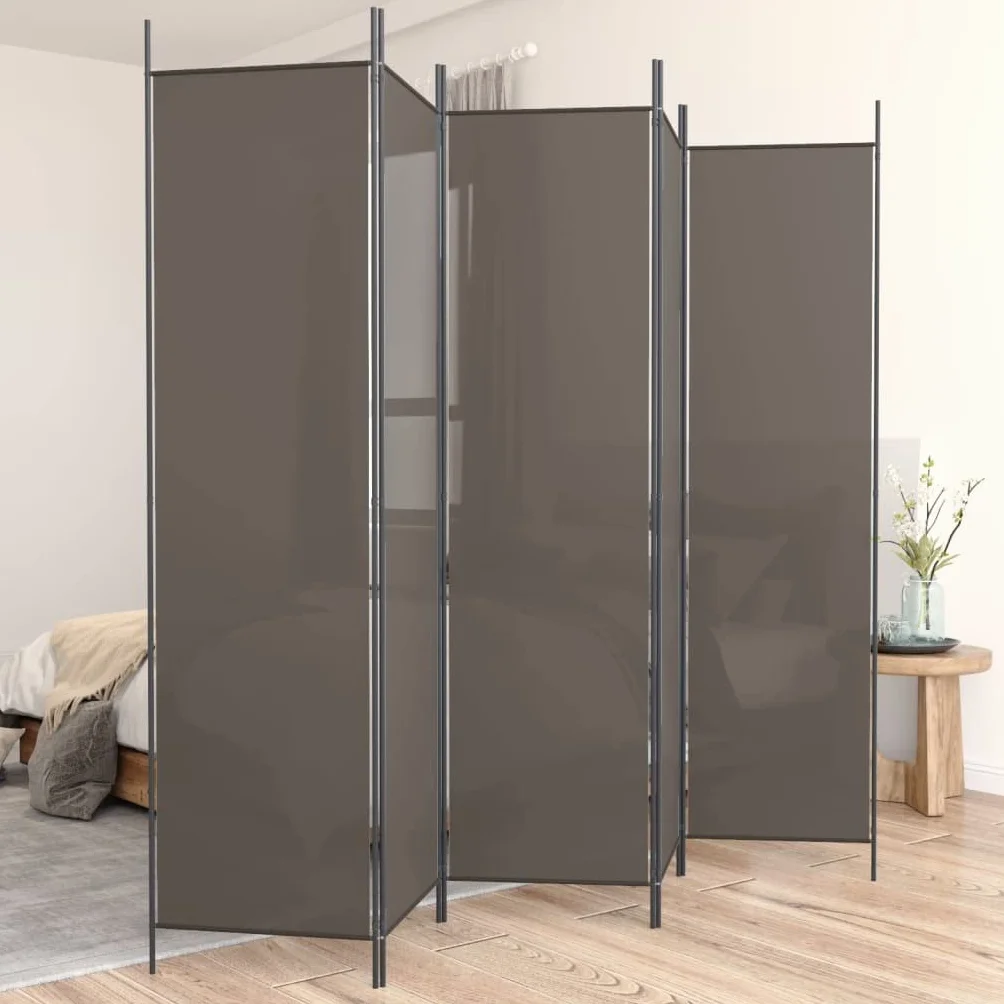 vidaXL Parawan 5-panelowy, antracytowy, 250x200 cm, tkanina, parawan pokojowy, przegroda, przegroda pokojowa, parawany pokojowe, przegrody