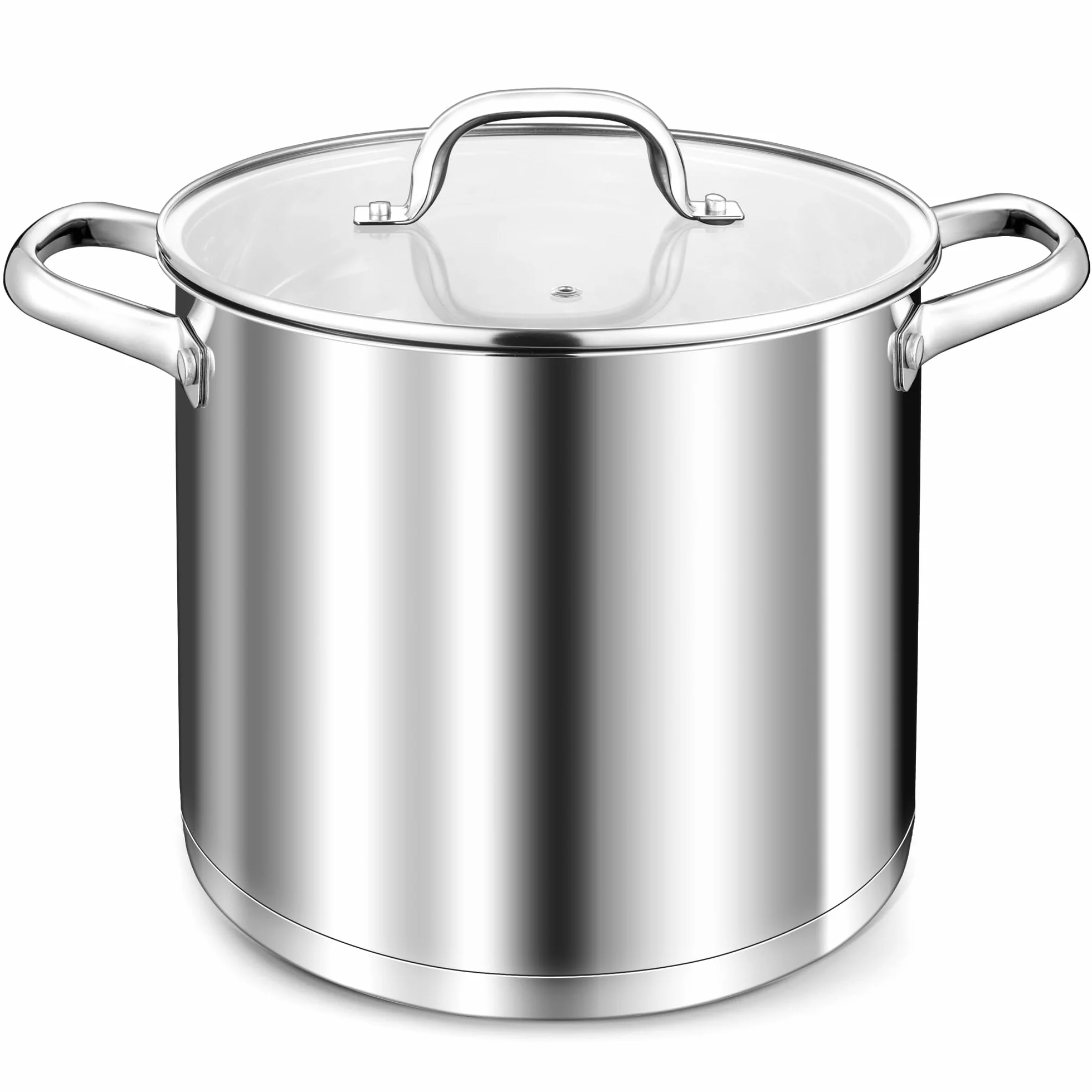 TEAMFAR Garnek do gotowania 10 l, stal nierdzewna, duży garnek do makaronu, indukcyjny z 3-warstwowym dnem, do wszystkich rodzajów kuchenek, szklana pokrywka, 24 cm, garnek do gotowania, niepowlekany