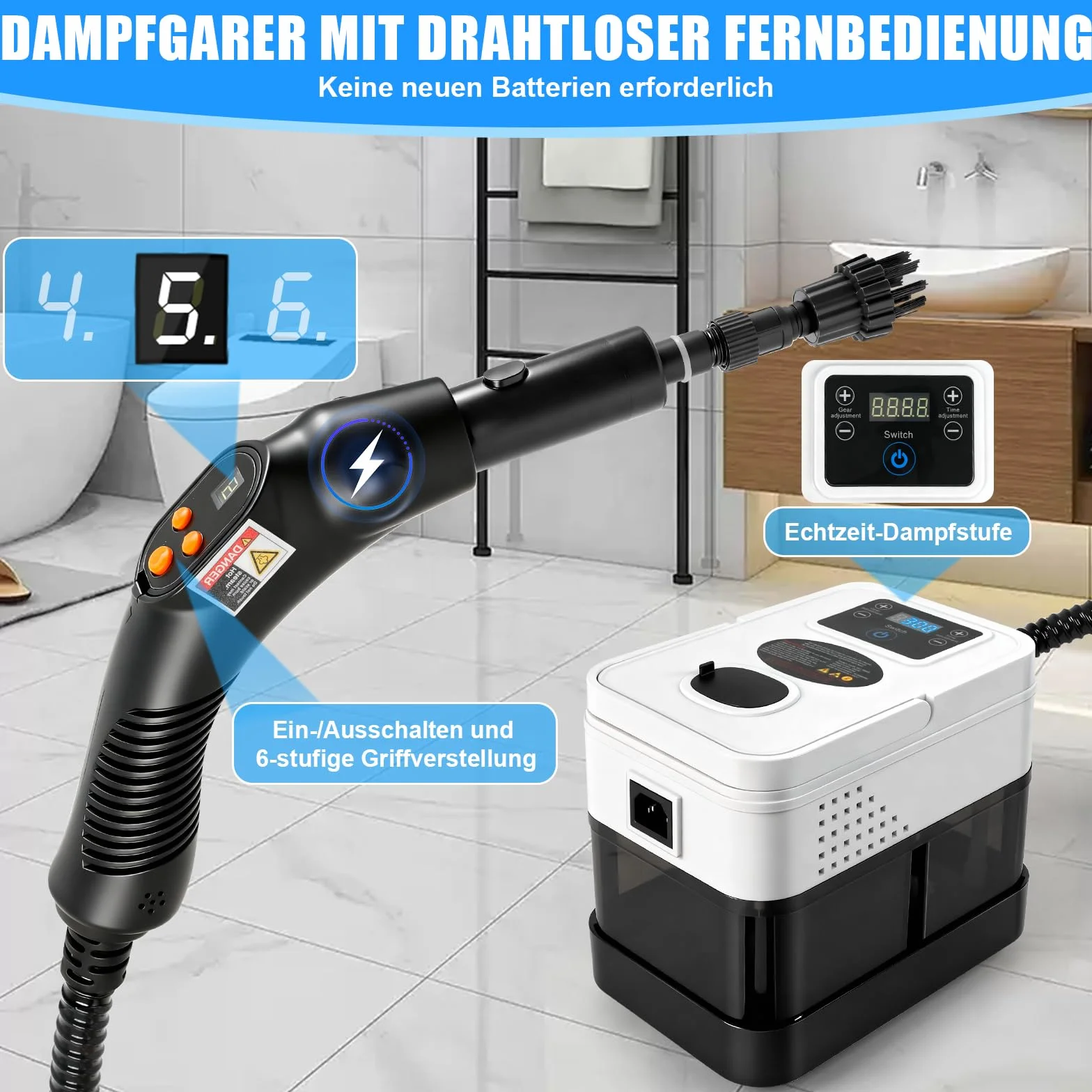 Odkurzacz parowy ręczny, 2500W odkurzacz ręczny z parą do wszystkiego z 19 akcesoriami, ciśnienie pary 1800 ml zbiornika, przenośny odkurzacz parowy do okien, kuchni, podłóg, samochodów