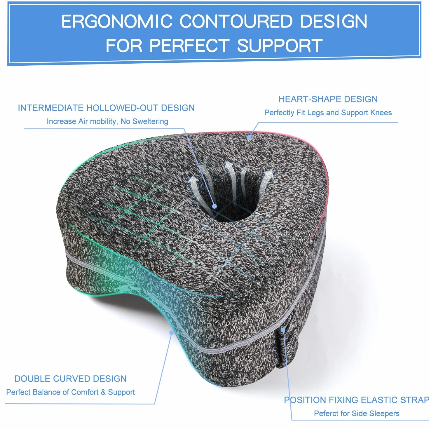 BEAUTRIP Poduszka na nogi | ergonomiczna poduszka dla osób śpiących na boku dla optymalnego podparcia | Poduszka na kolana Memory Foam dla osób śpiących na boku | Poduszka do leżenia ze zdejmowaną i nadającą się do prania poszewką